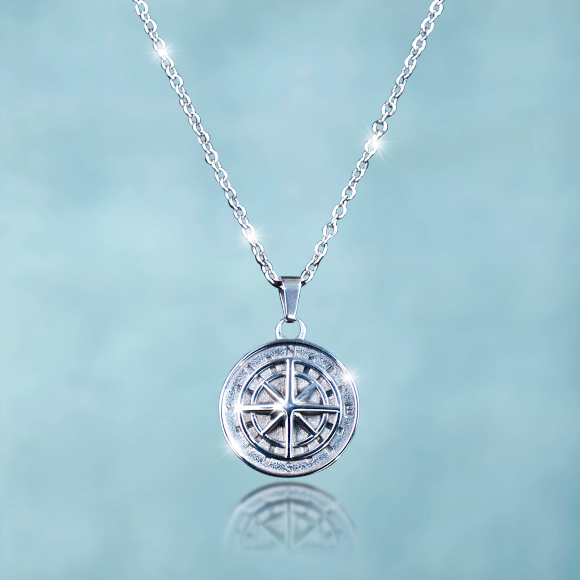 Colgante Brújula Oro Blanco