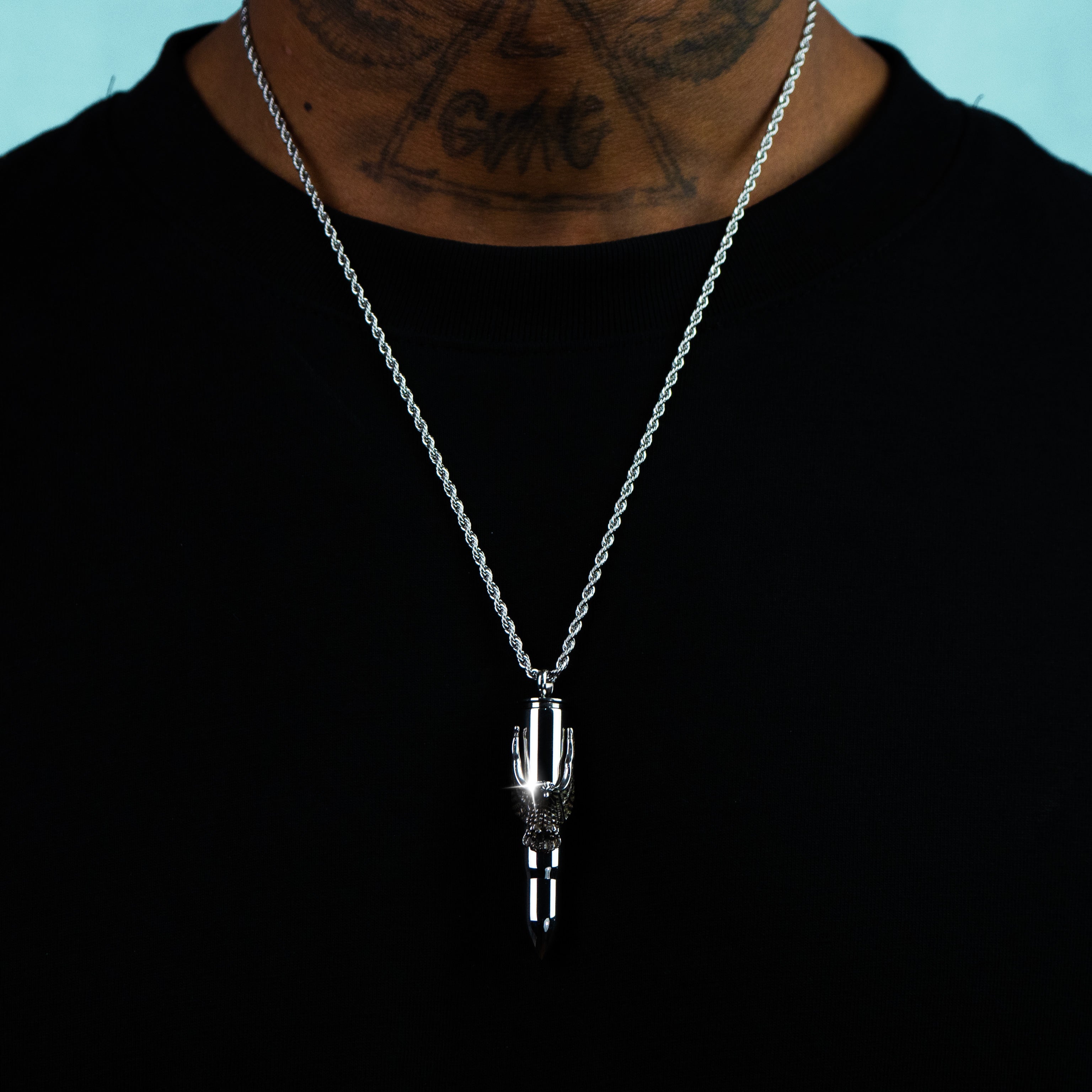 Colgante Bala con Águila Oro Blanco