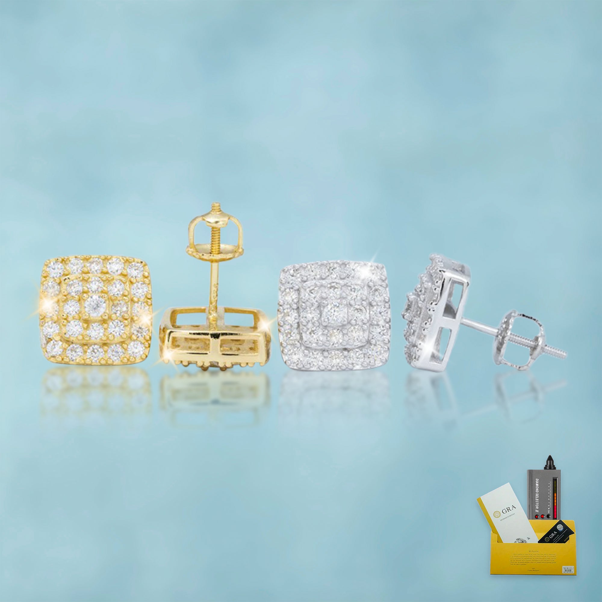 Pendientes Cuadrados VVS Moissanite Oro 18K