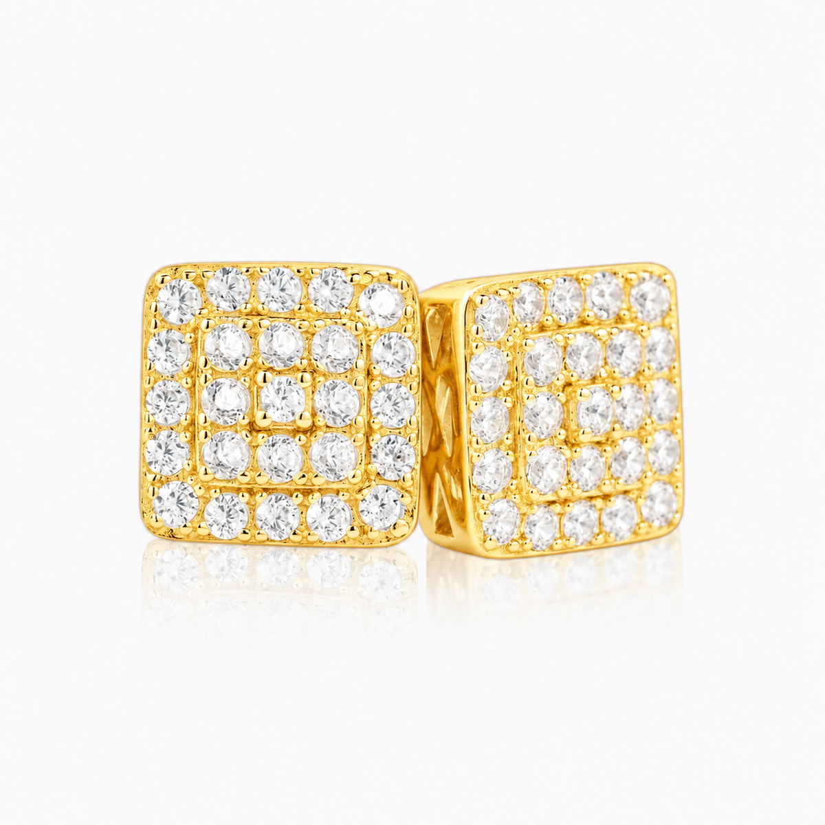 Pendientes Cuadrados VVS Moissanite + Plata 925 Oro 18K