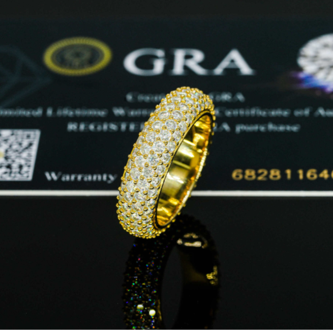 Anillo Clasico Bandas VVS Moissanite + Plata 925 Oro 18K