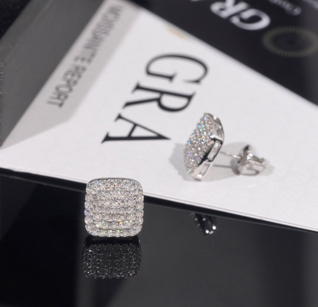 Pendientes Cuadrados VVS Moissanite + Plata 925