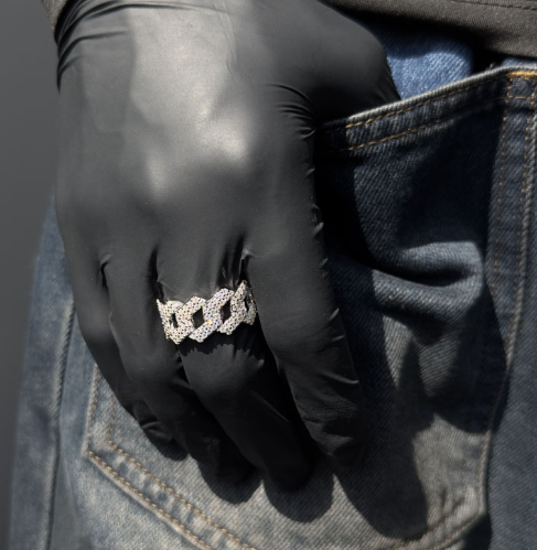 Anillo Ice Cubana Prong VVS Moissanite + Plata 925 Oro Blanco