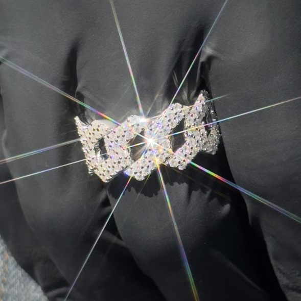 Anillo Ice Cubana Prong VVS Moissanite + Plata 925 Oro Blanco