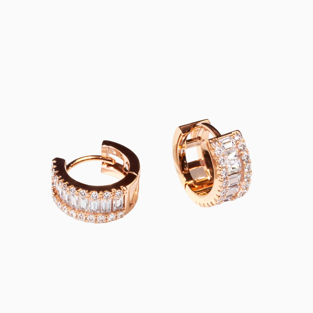 Baguette Hoop Earrings – Rose Gold by Ice Baby