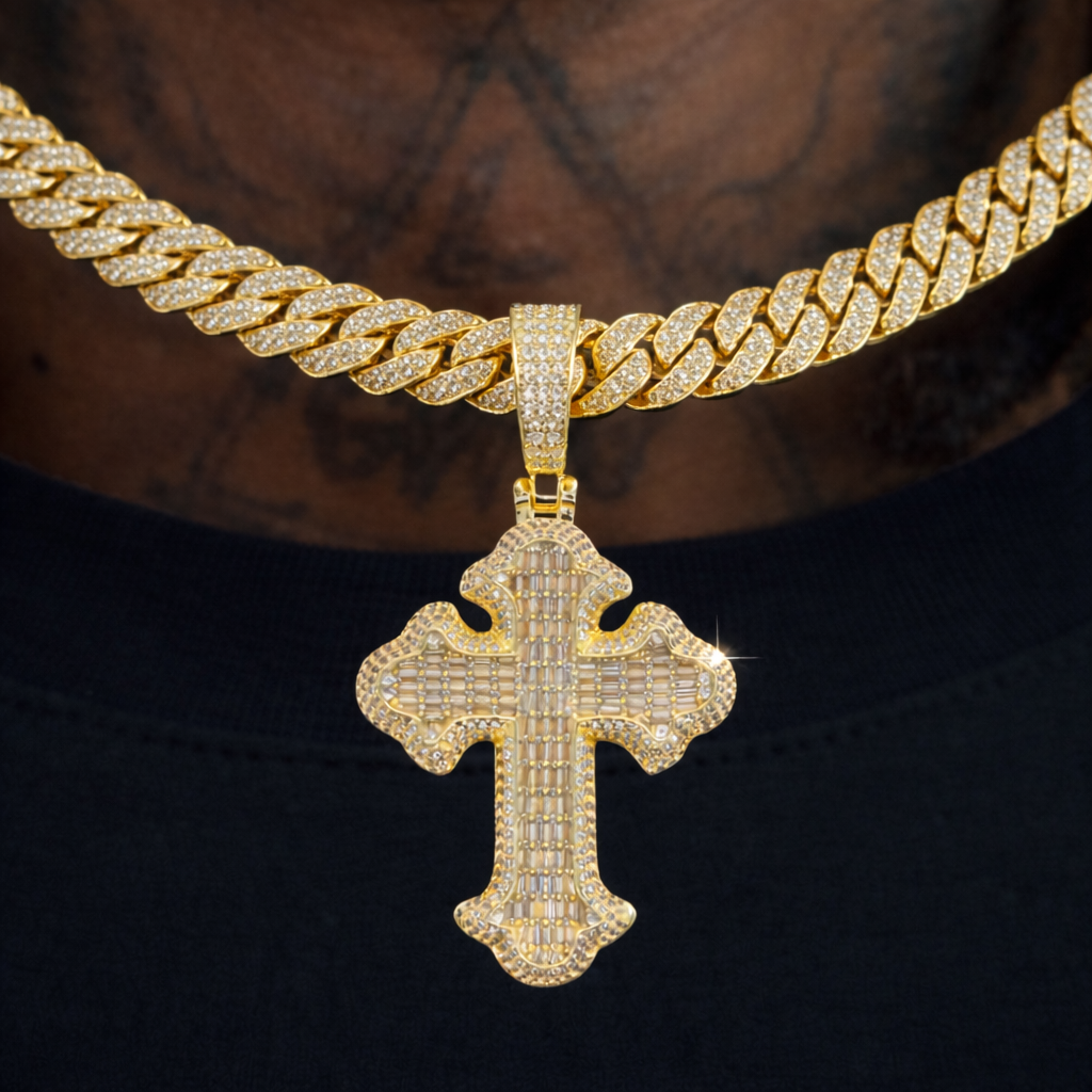 Colgante Cruz Gótica Grande Oro 18K