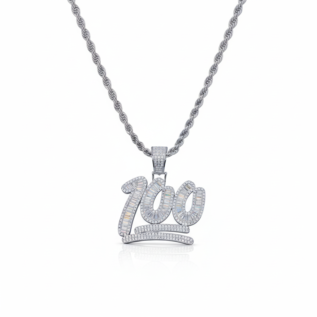 Colgante100 Baguettes Oro Blanco