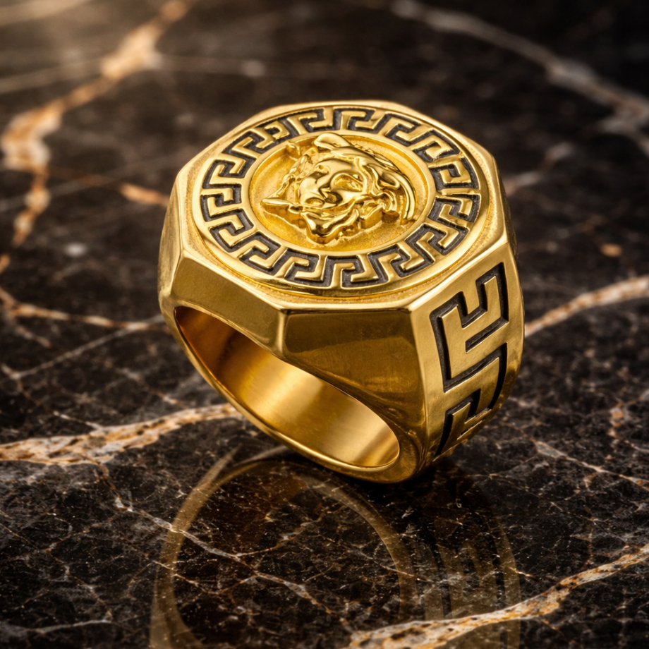 18K Gold Medusa Ring