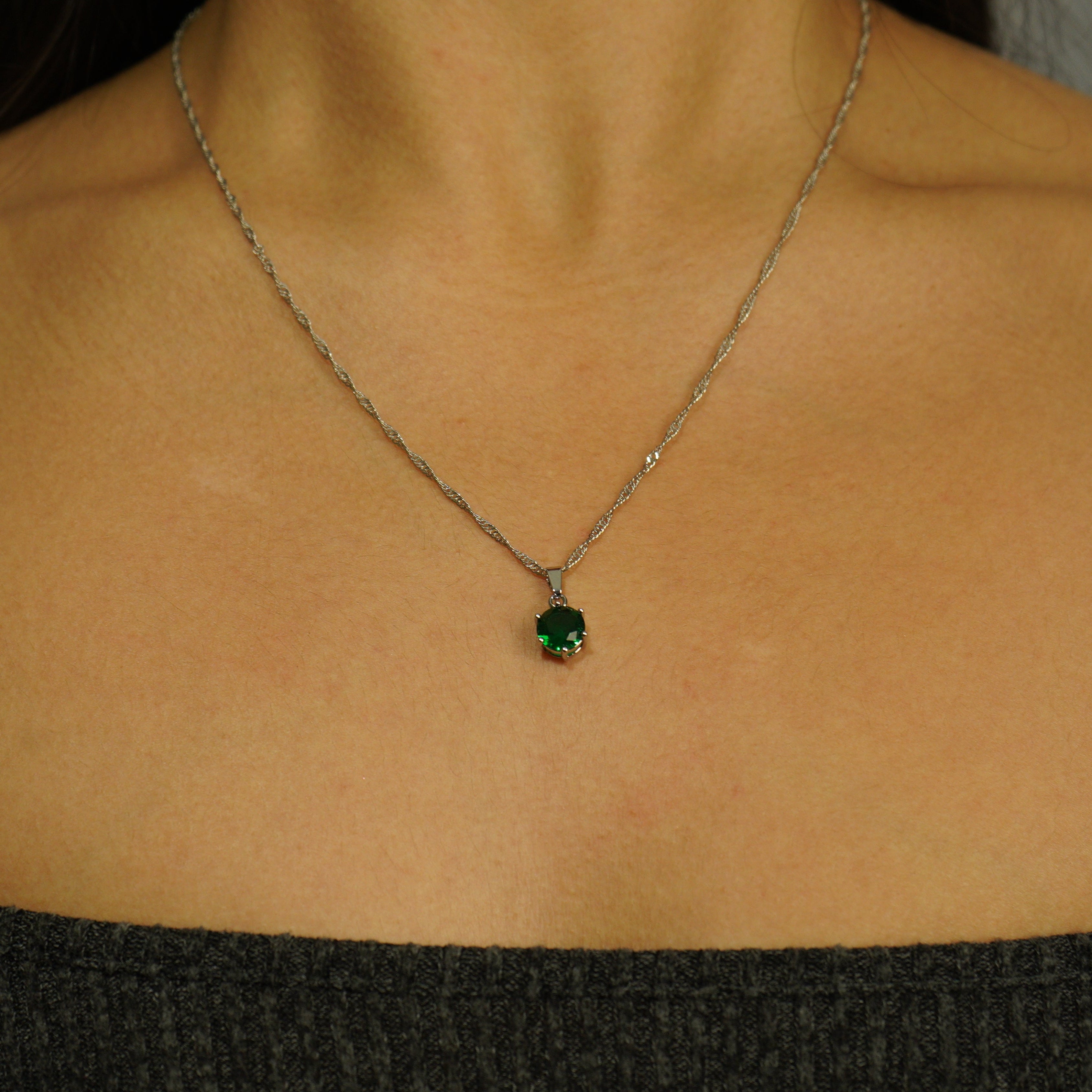 Colgante Green Ice Oro Blanco Mujer