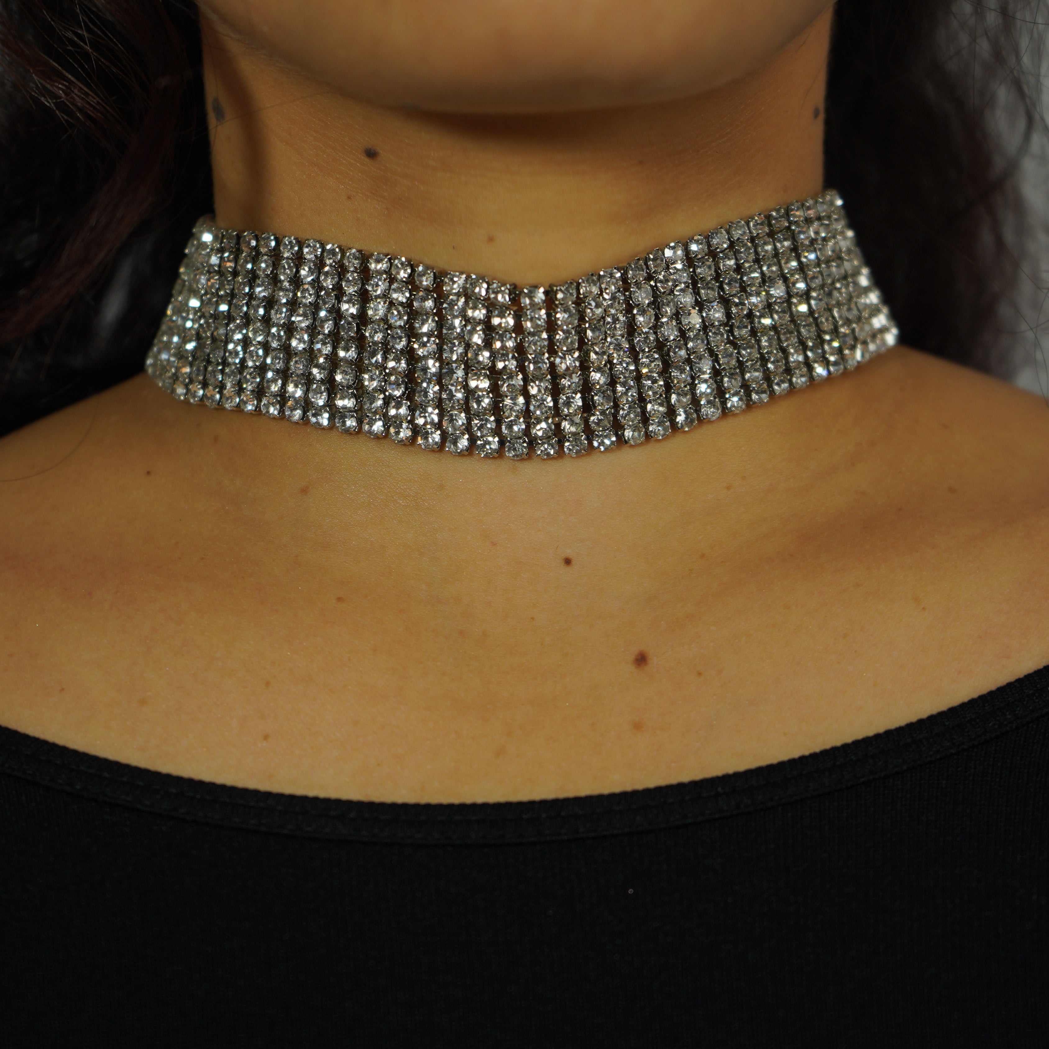 Wide Silver Choker for Women