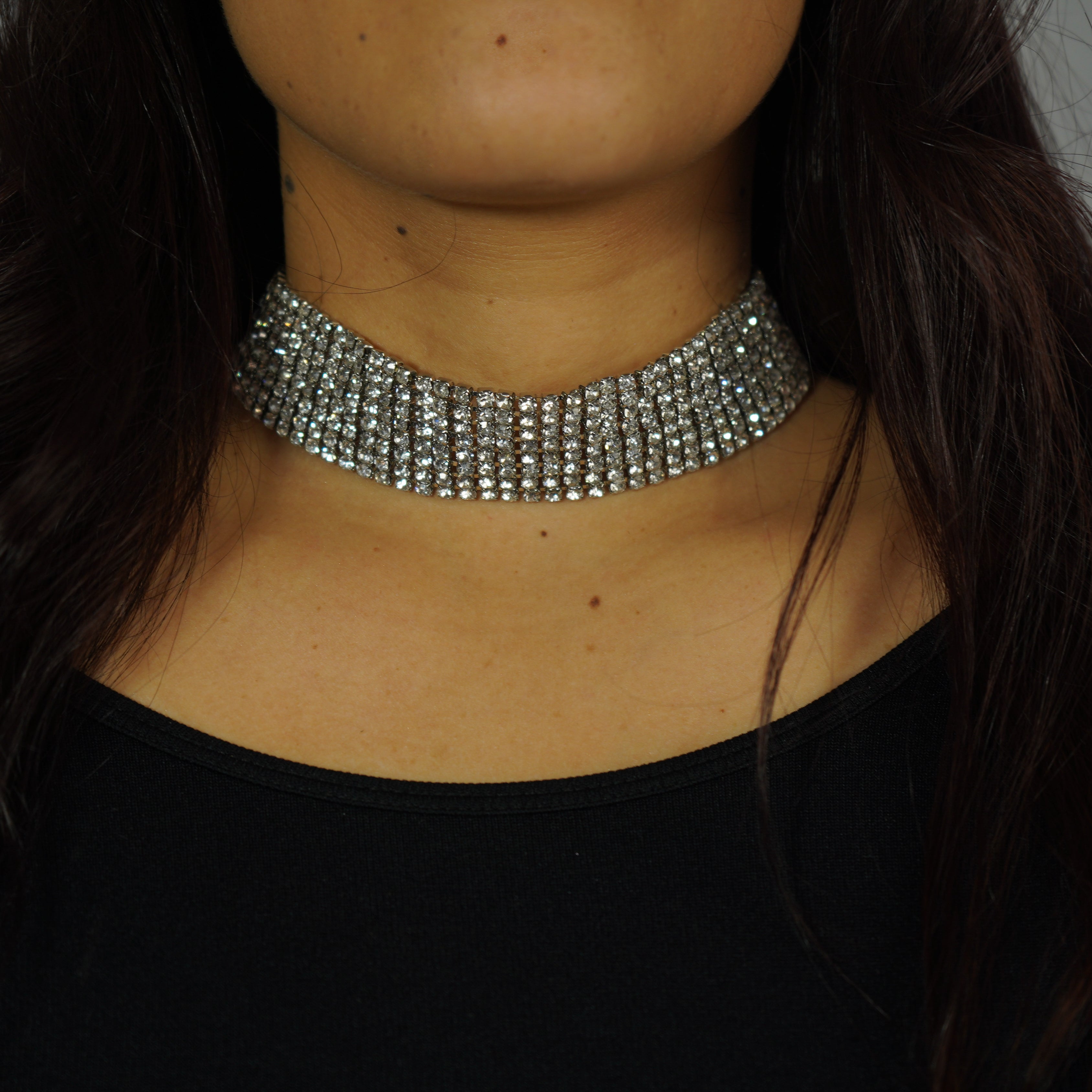 Wide Silver Choker for Women