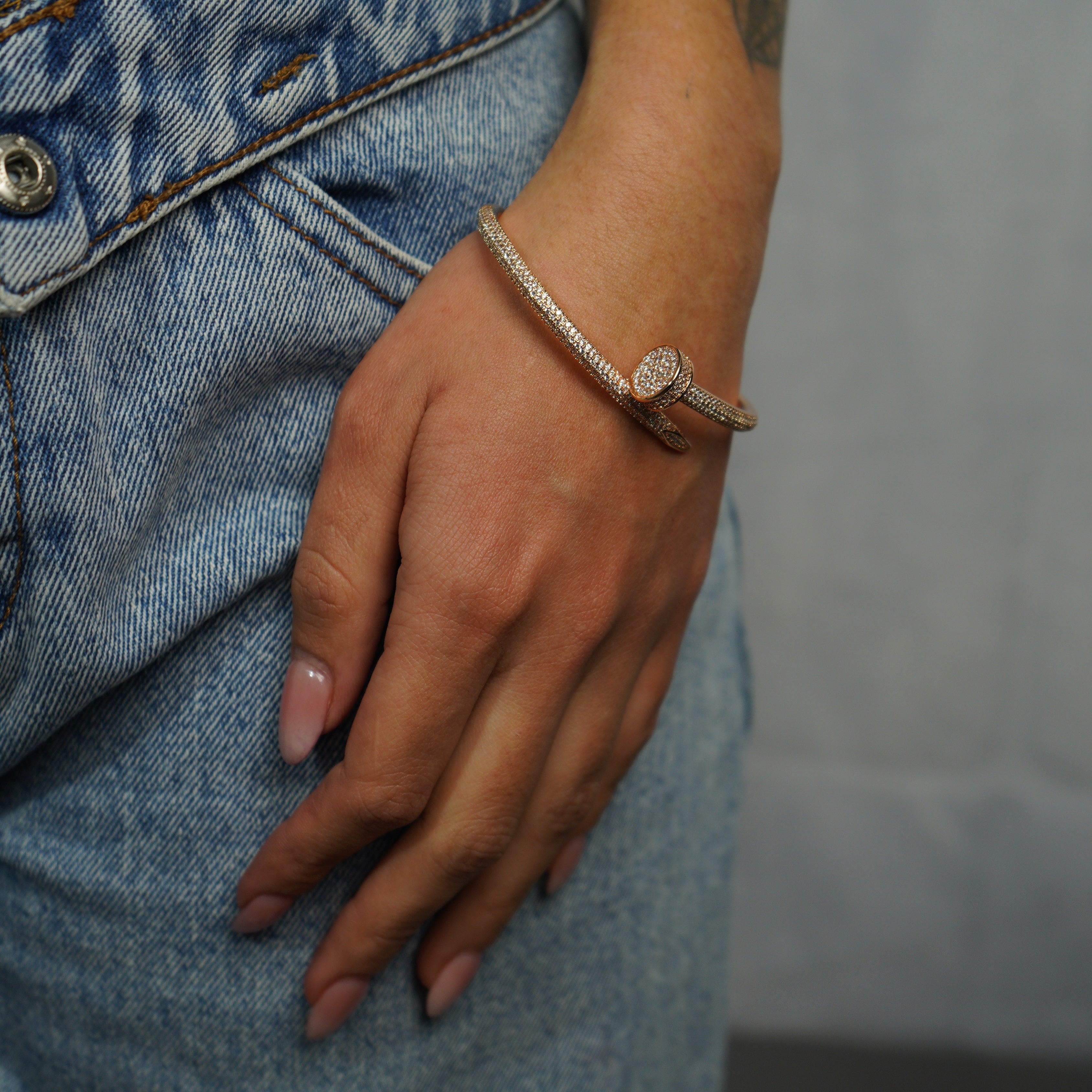 Brazalete Clavo Ice Oro Rosa