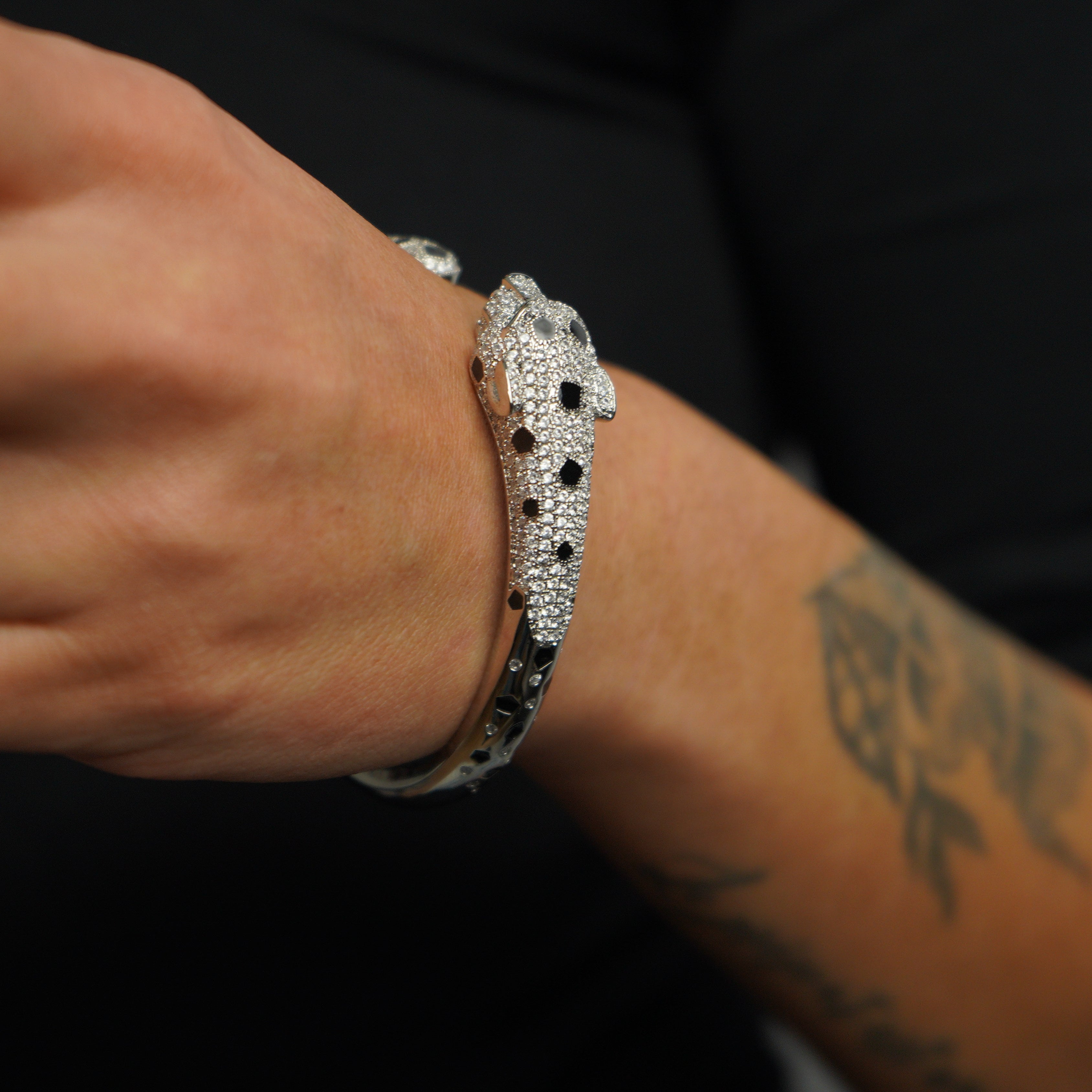 Brazalete Pantera Ice Oro Blanco