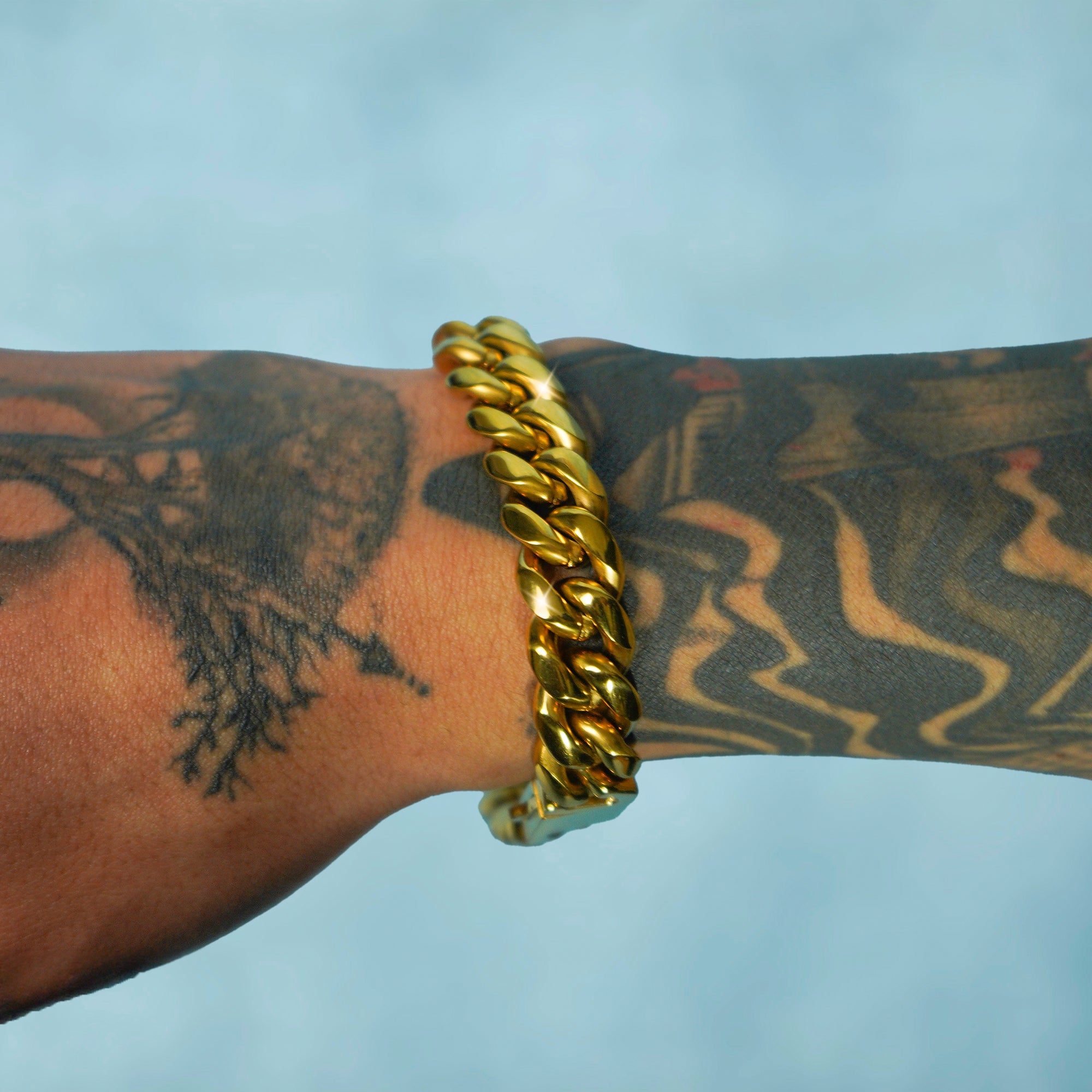 Brazalete Cubana Oro 18K Premium