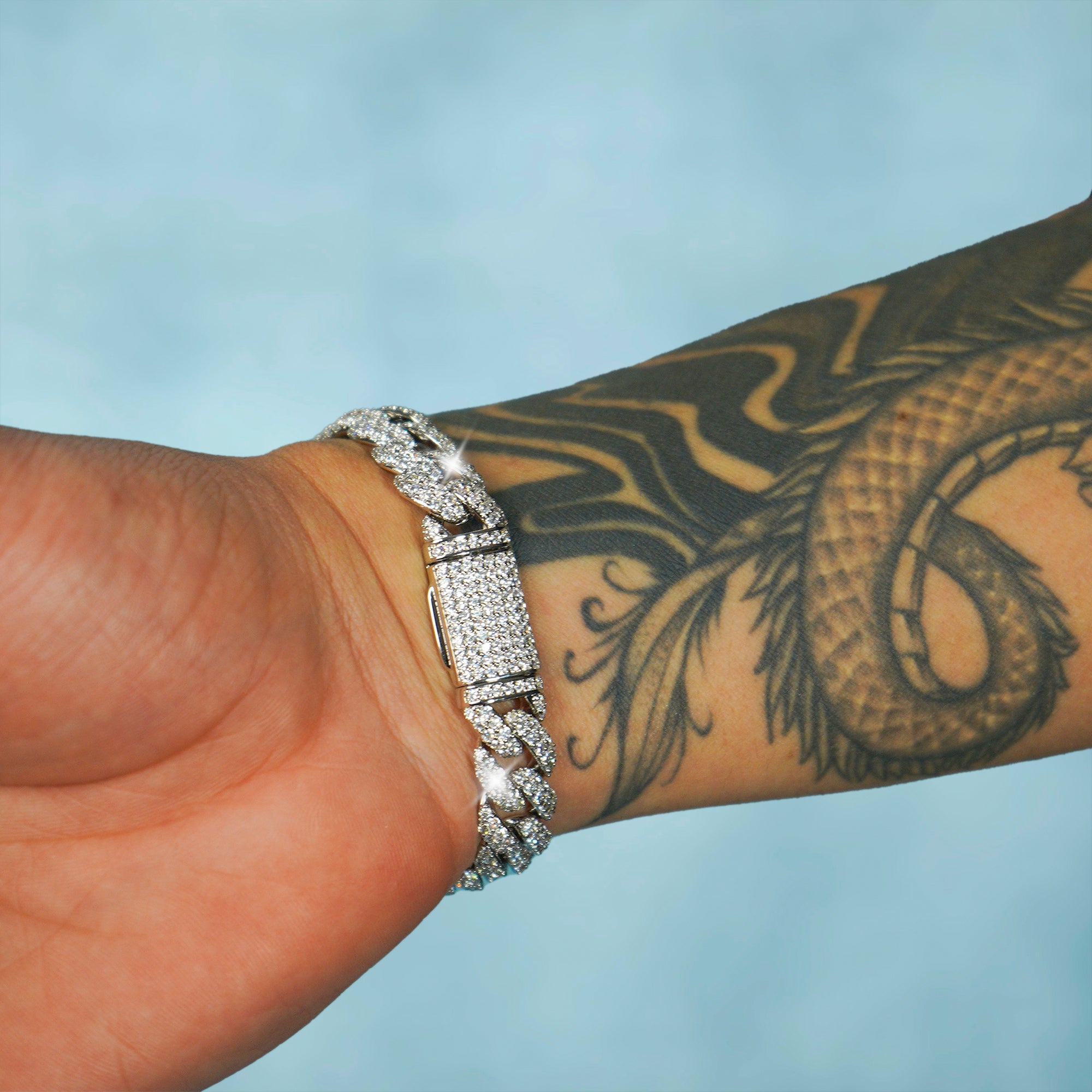 Brazalete Cubana Ice 10 Mm Oro Blanco