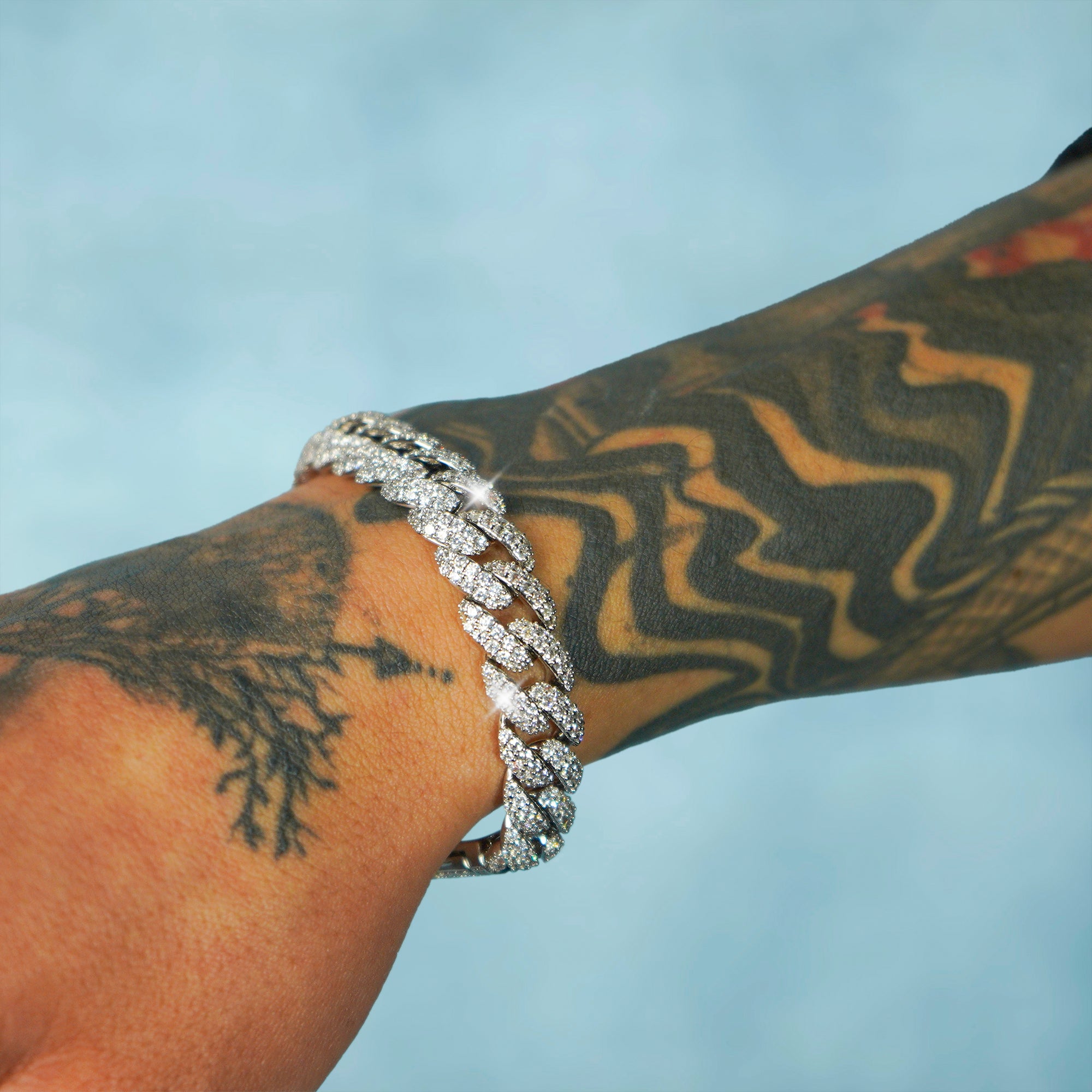 Brazalete Cubana Ice 10 Mm Oro Blanco