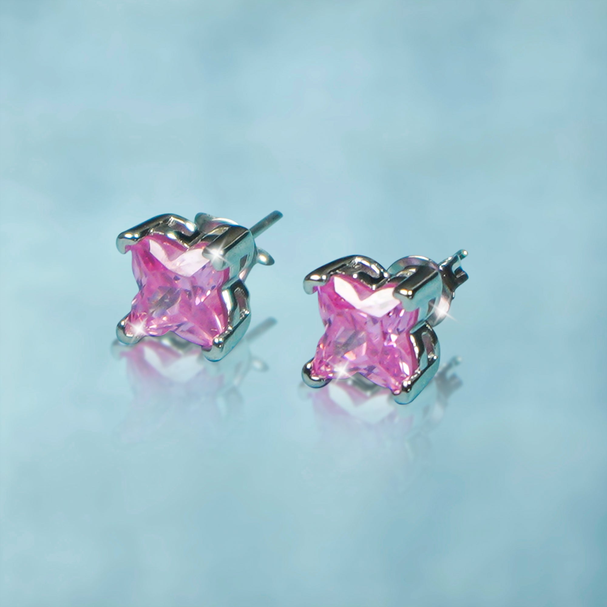 Pendientes Polaris Rosa Plata 925