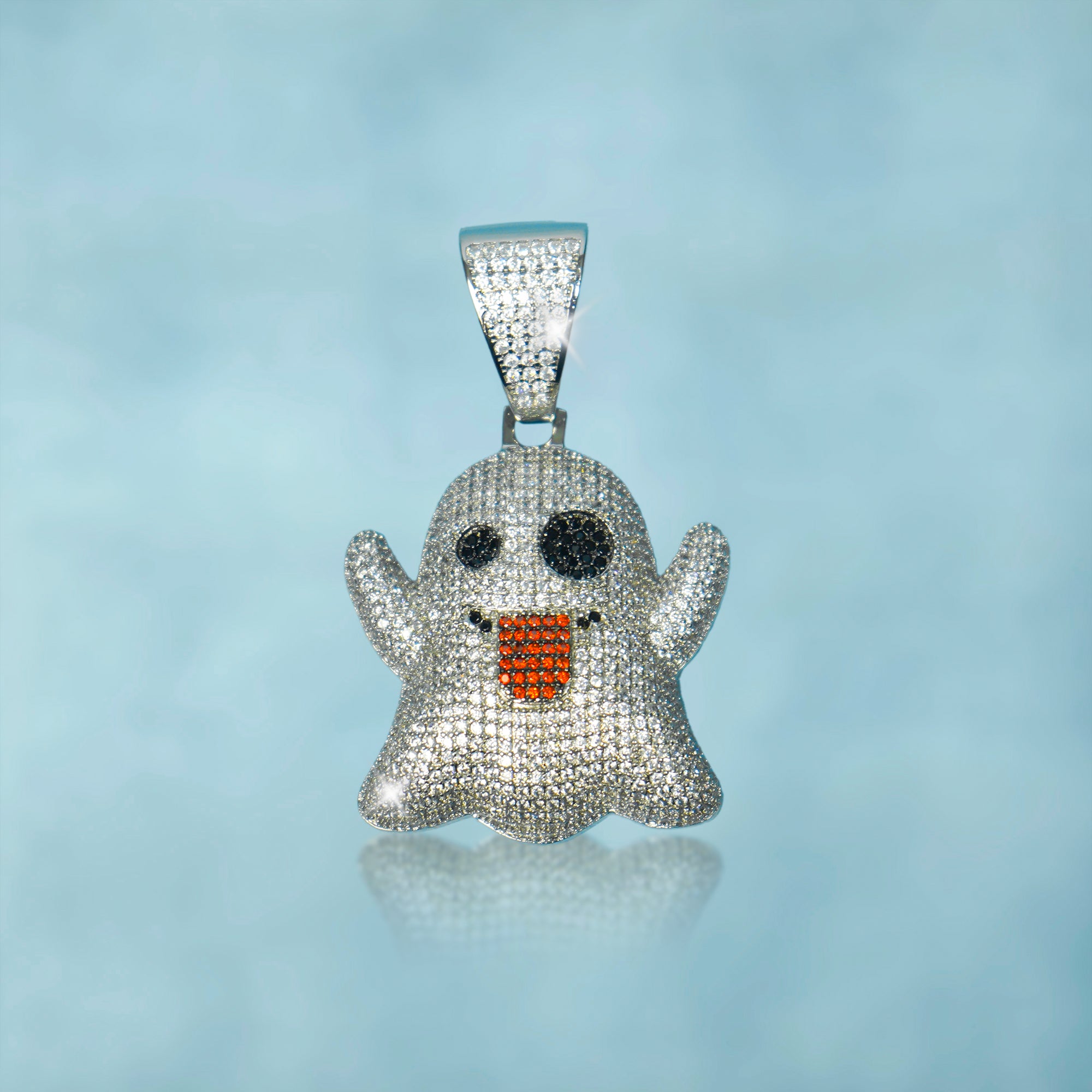 Colgante Emoji Fantasma Oro Blanco