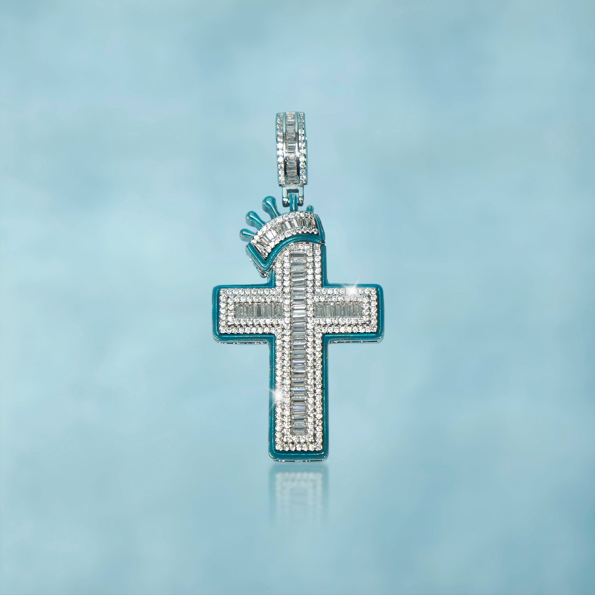 Colgante Luminoso Cruz Oro Blanco