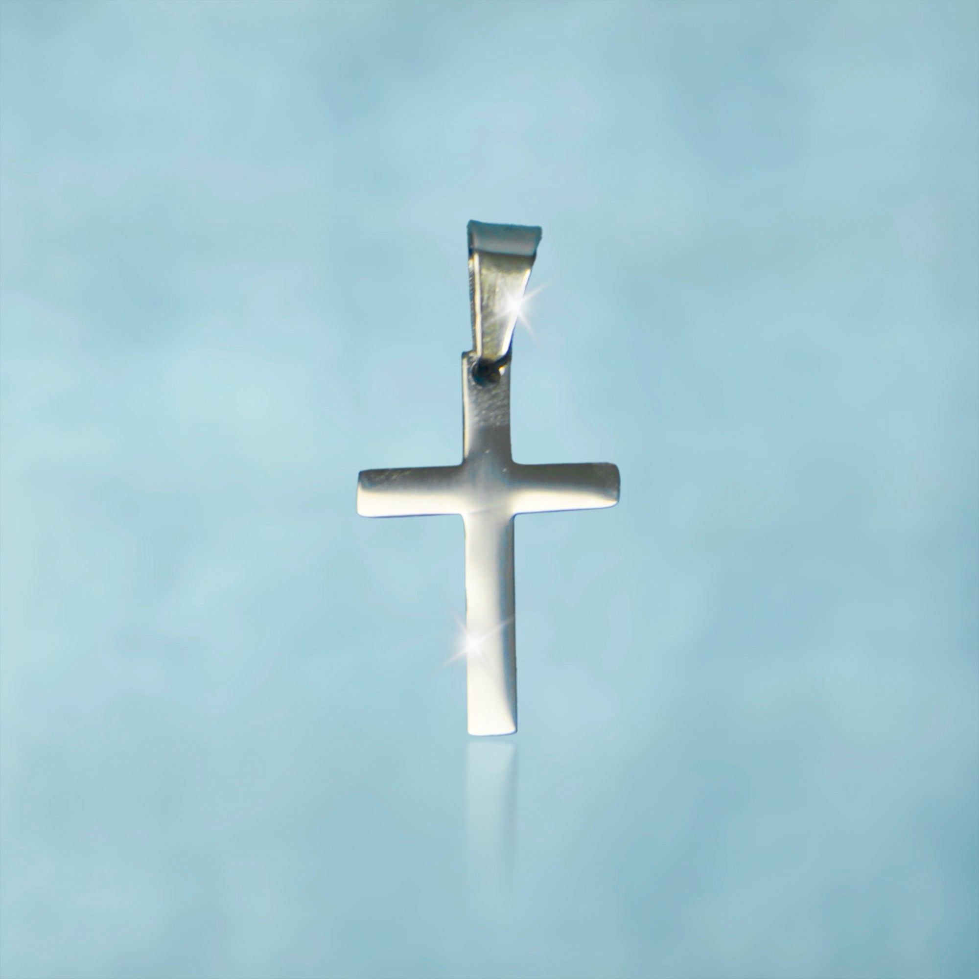 Colgante Micro Cruz Basica Oro Blanco