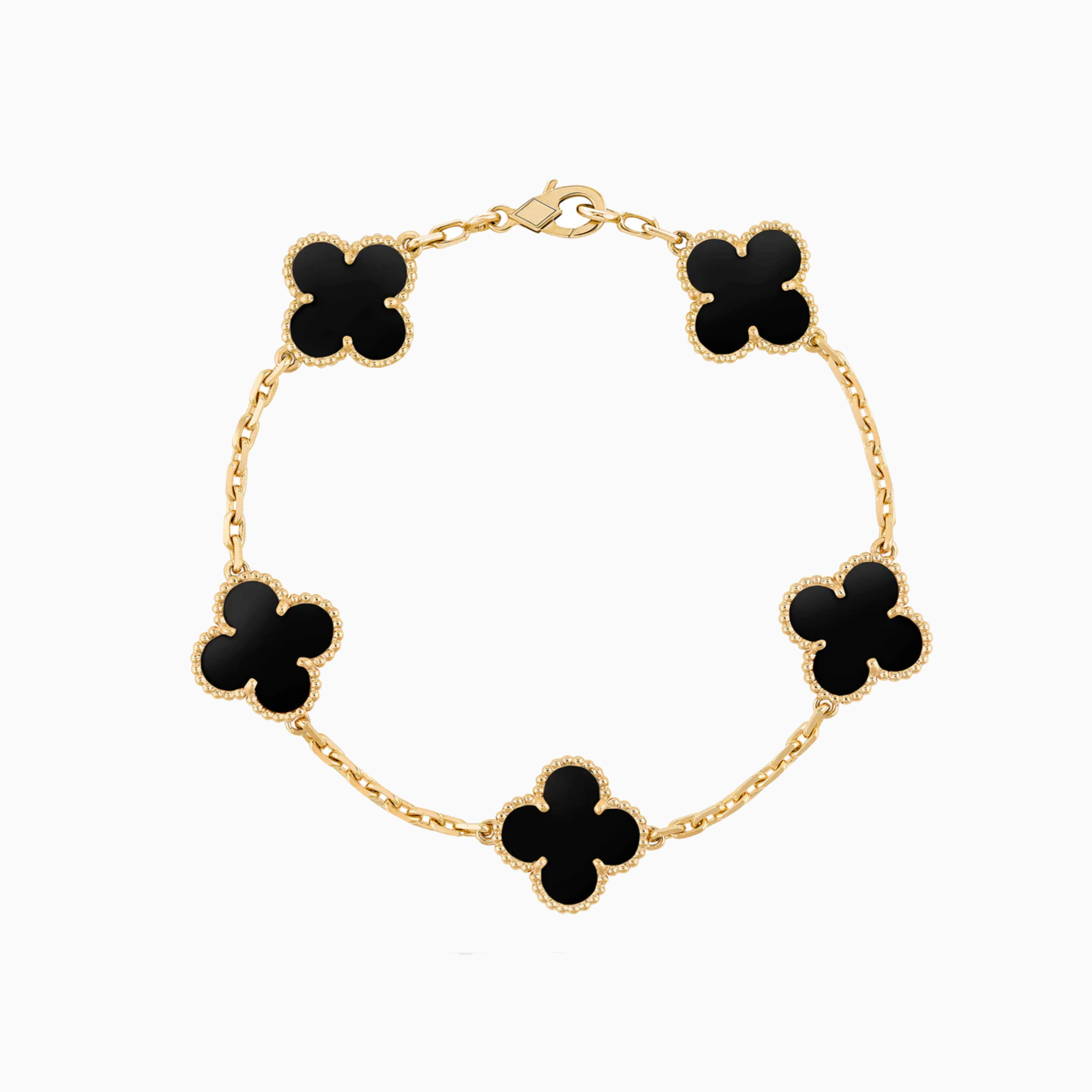 Brazalete Trébol Black Oro 18K