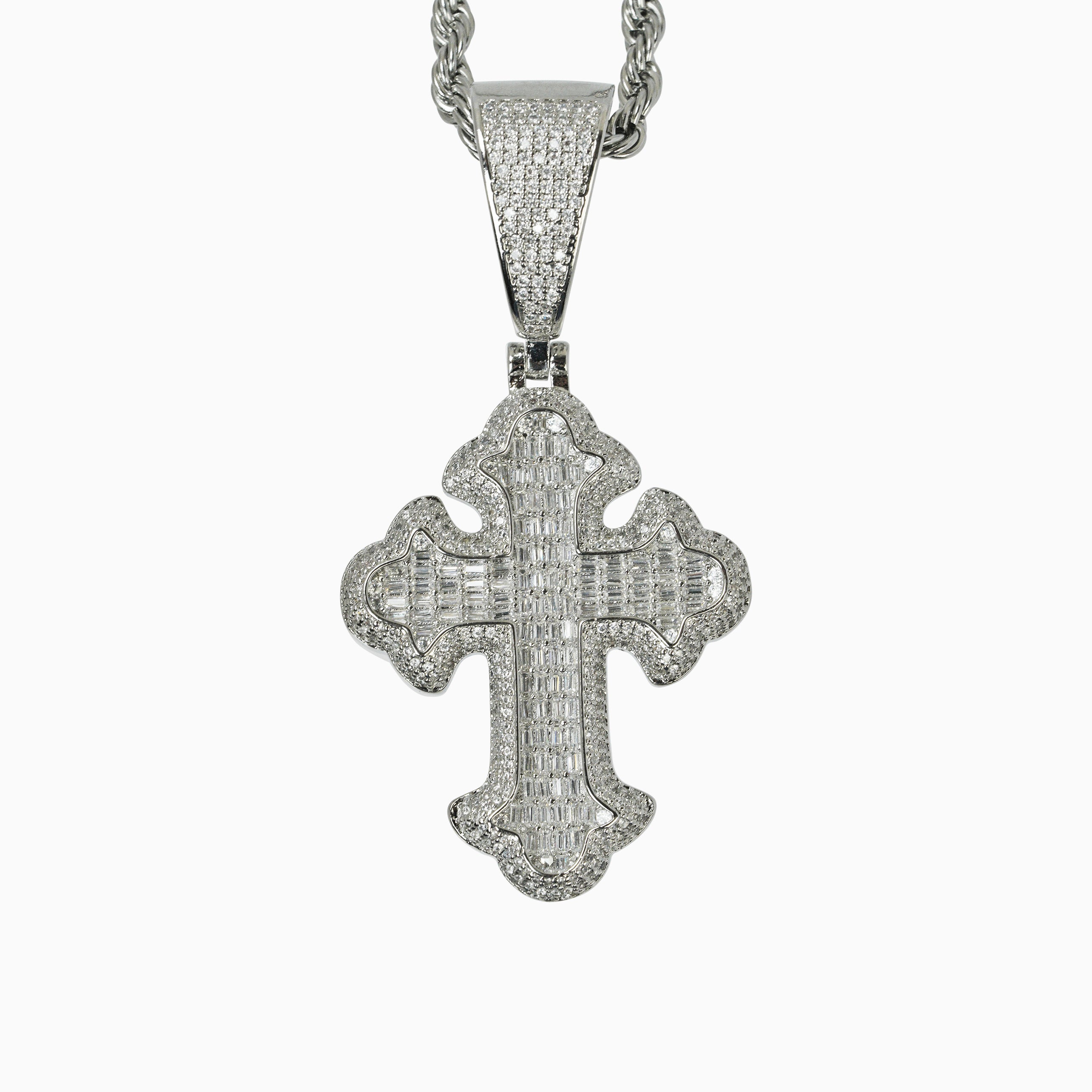 Colgante Cruz Gótica Grande Oro Blanco