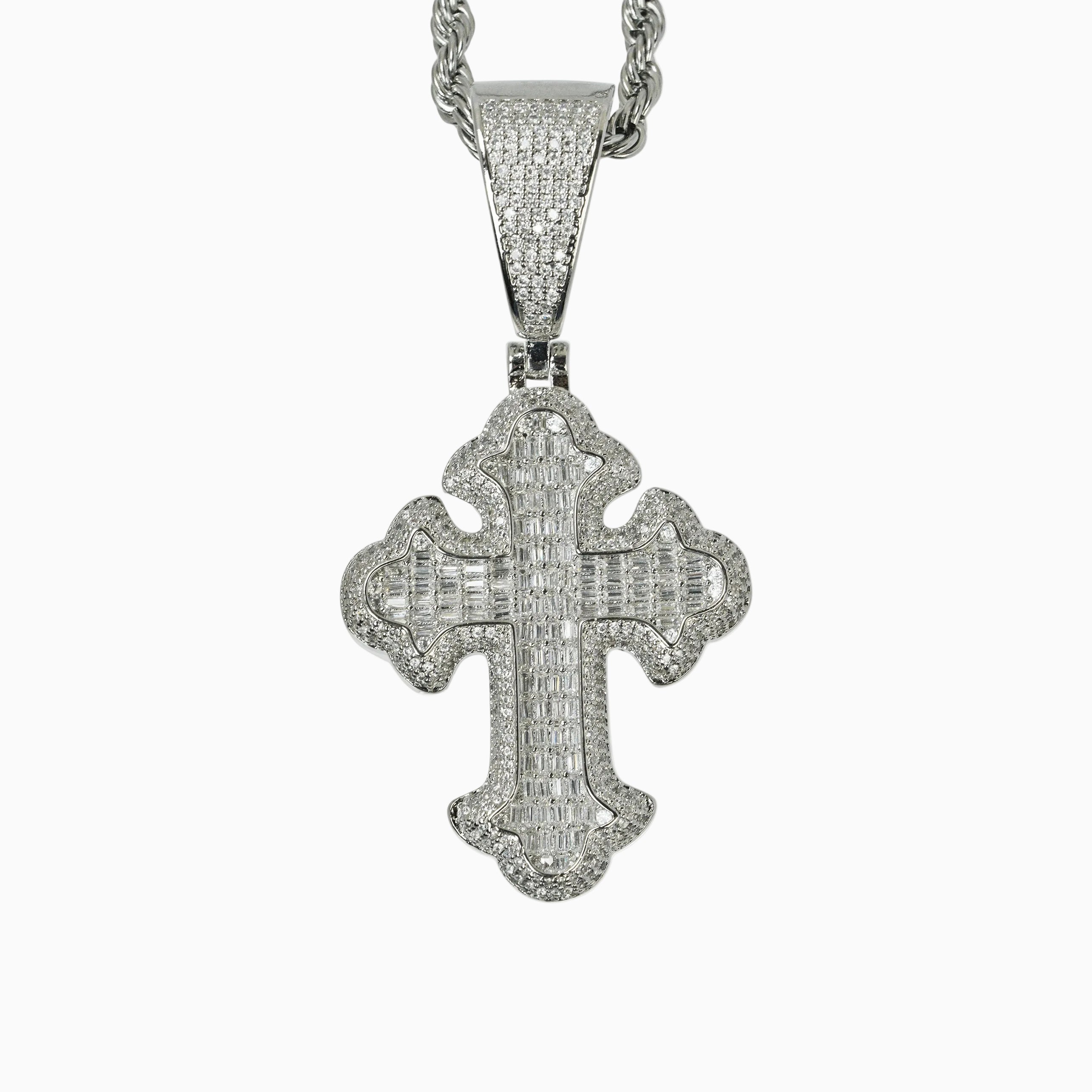 Colgante Cruz Gótica Grande Oro Blanco