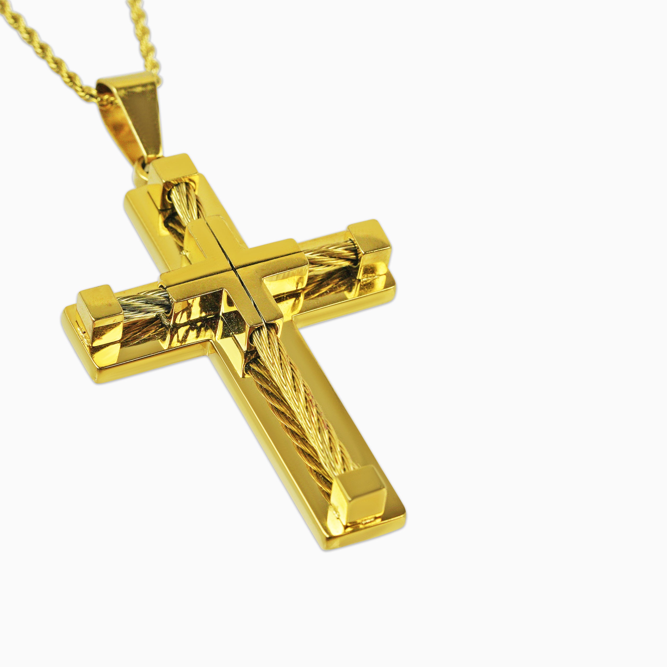 Colgante Cruz Rope Oro 18K