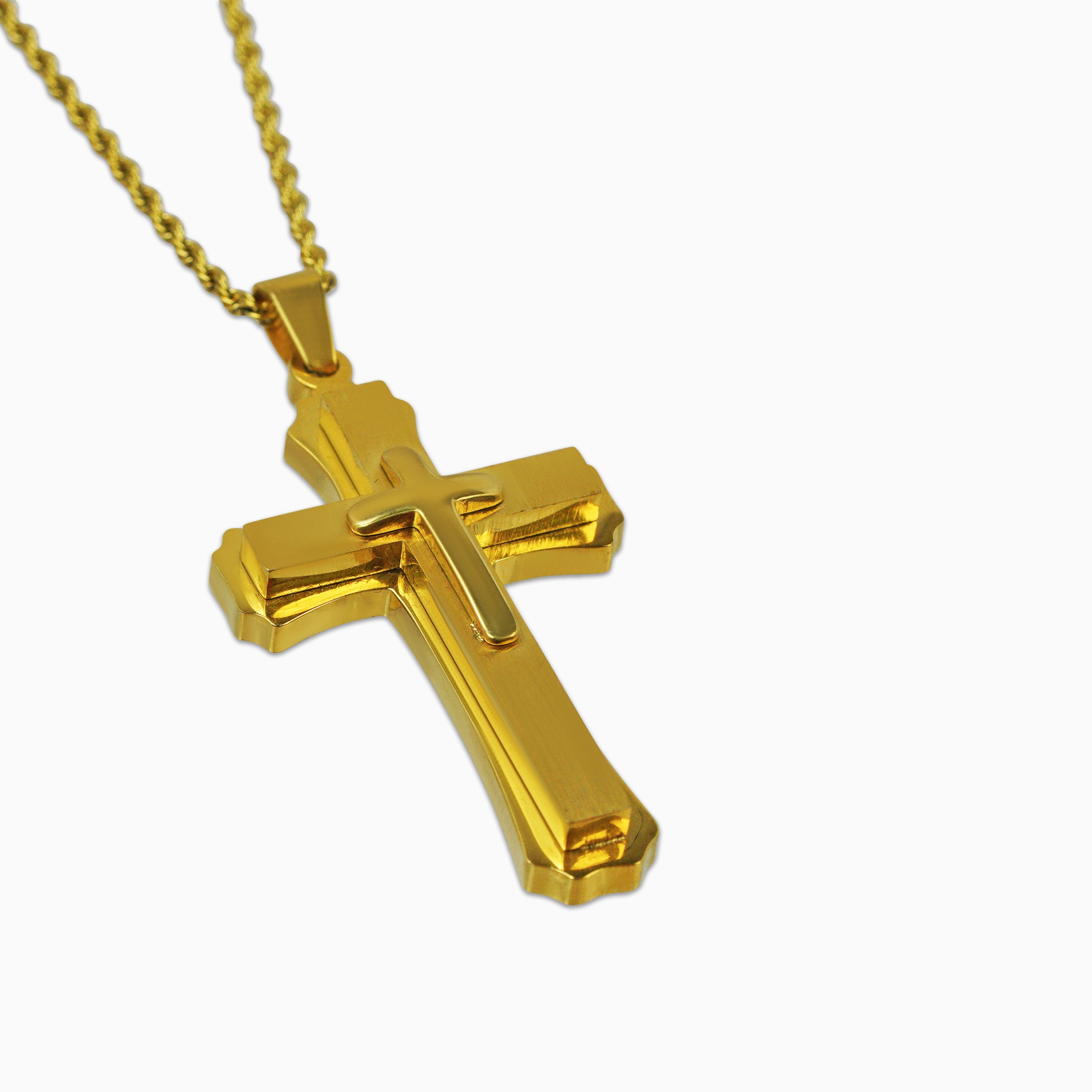 Colgante Doble Cruz Oro 18K