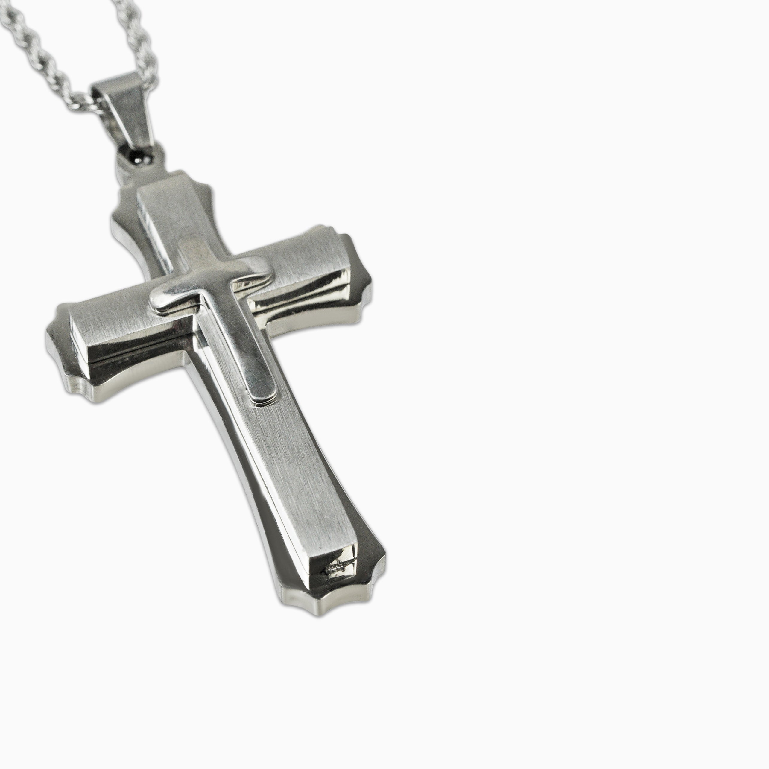 Colgante Doble Cruz Oro Blanco