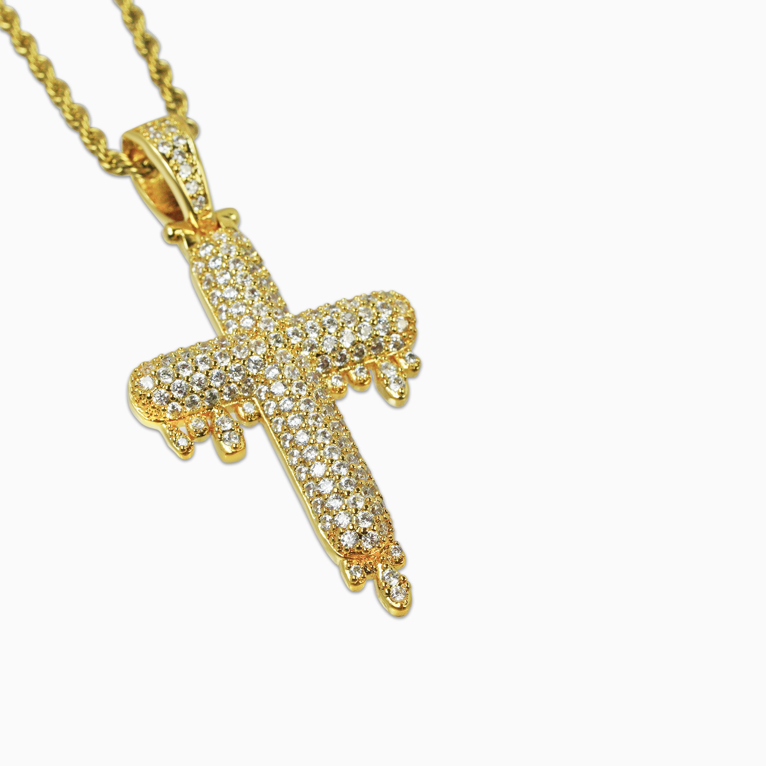Colgante Cruz Drip Oro 18K