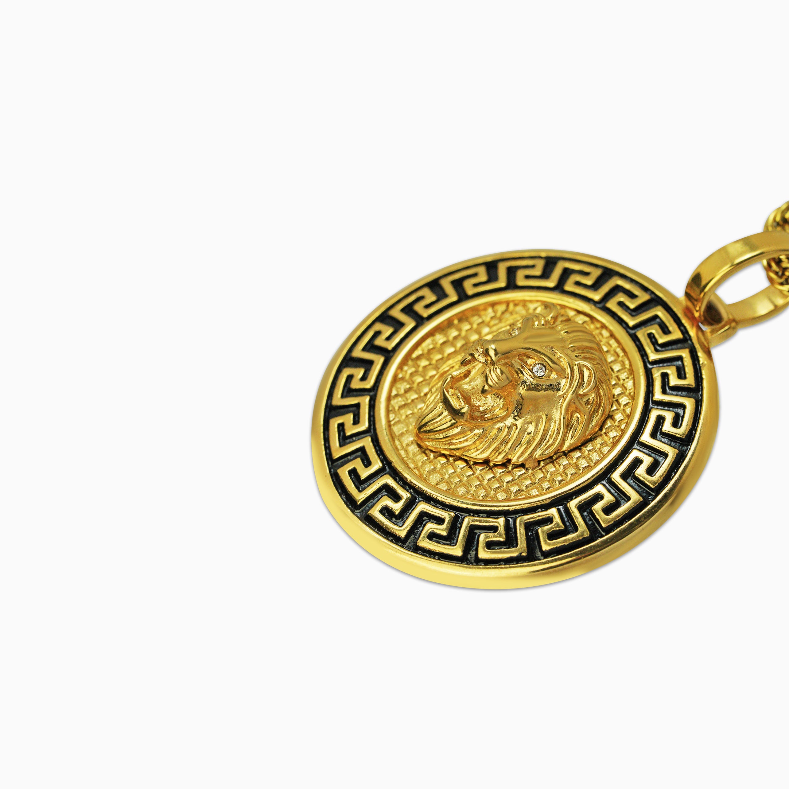 Colgante Medalla Leon Chapada En Oro De 18 K Oro 18K