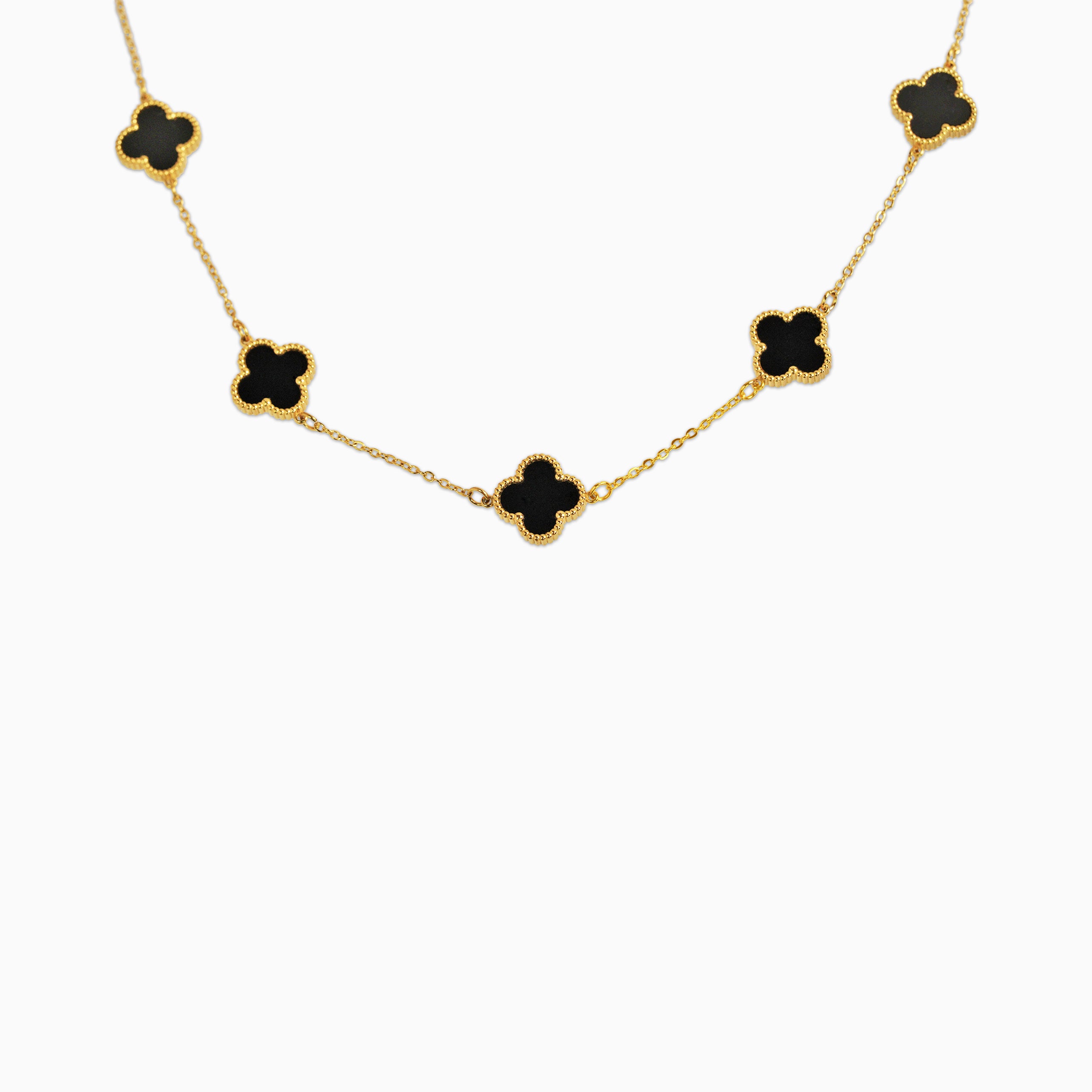 Cadena Tréboles Black Gold Oro 18K