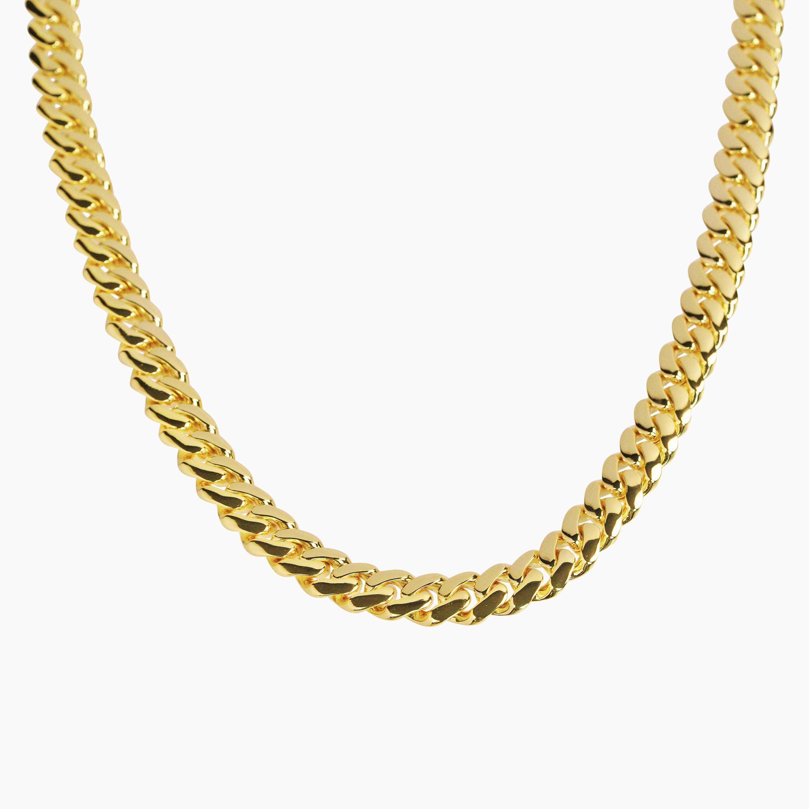 Cadena Cubana Gold Bling 12Mm Oro 18K