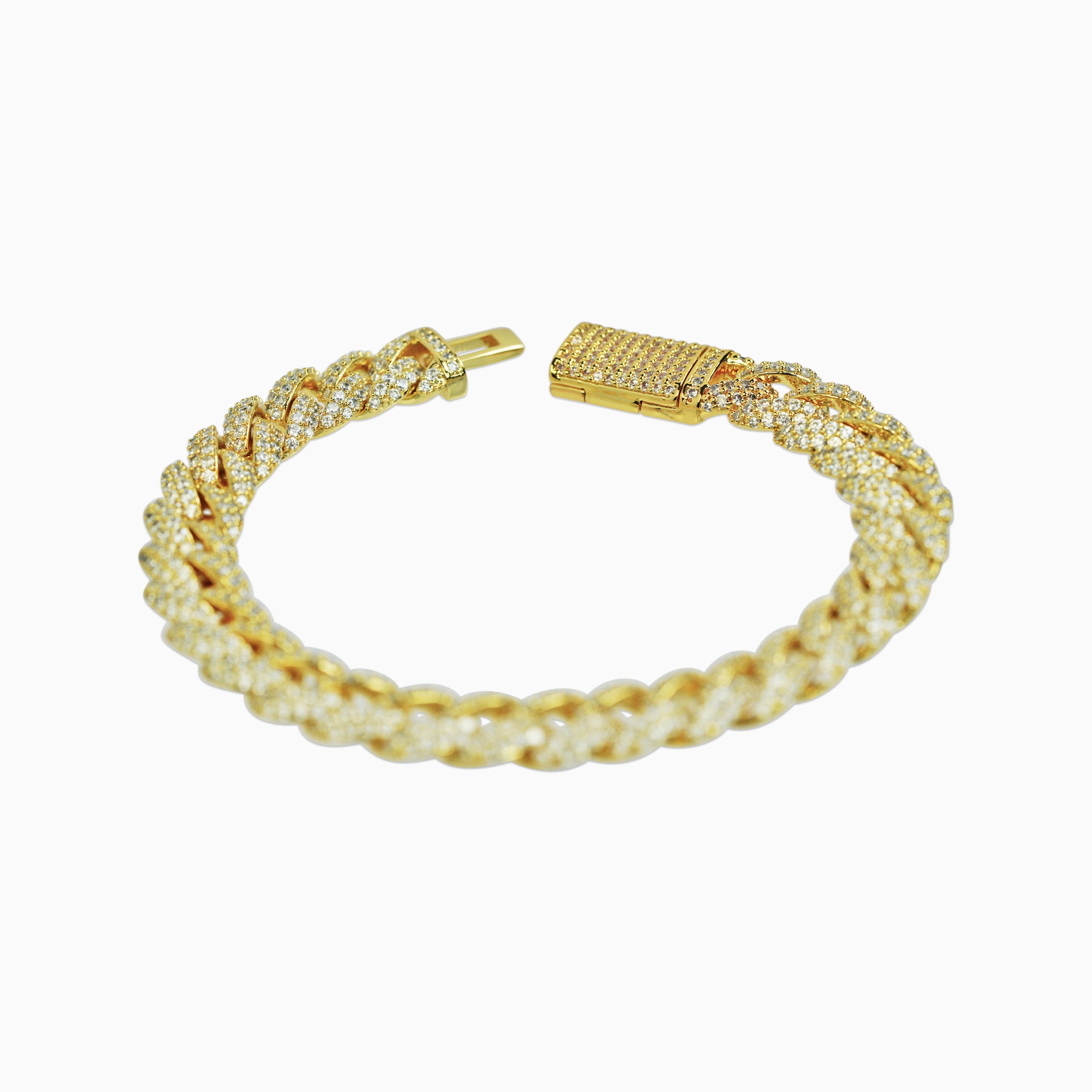 Brazalete Cubana Ice 10 Mm Oro 18K