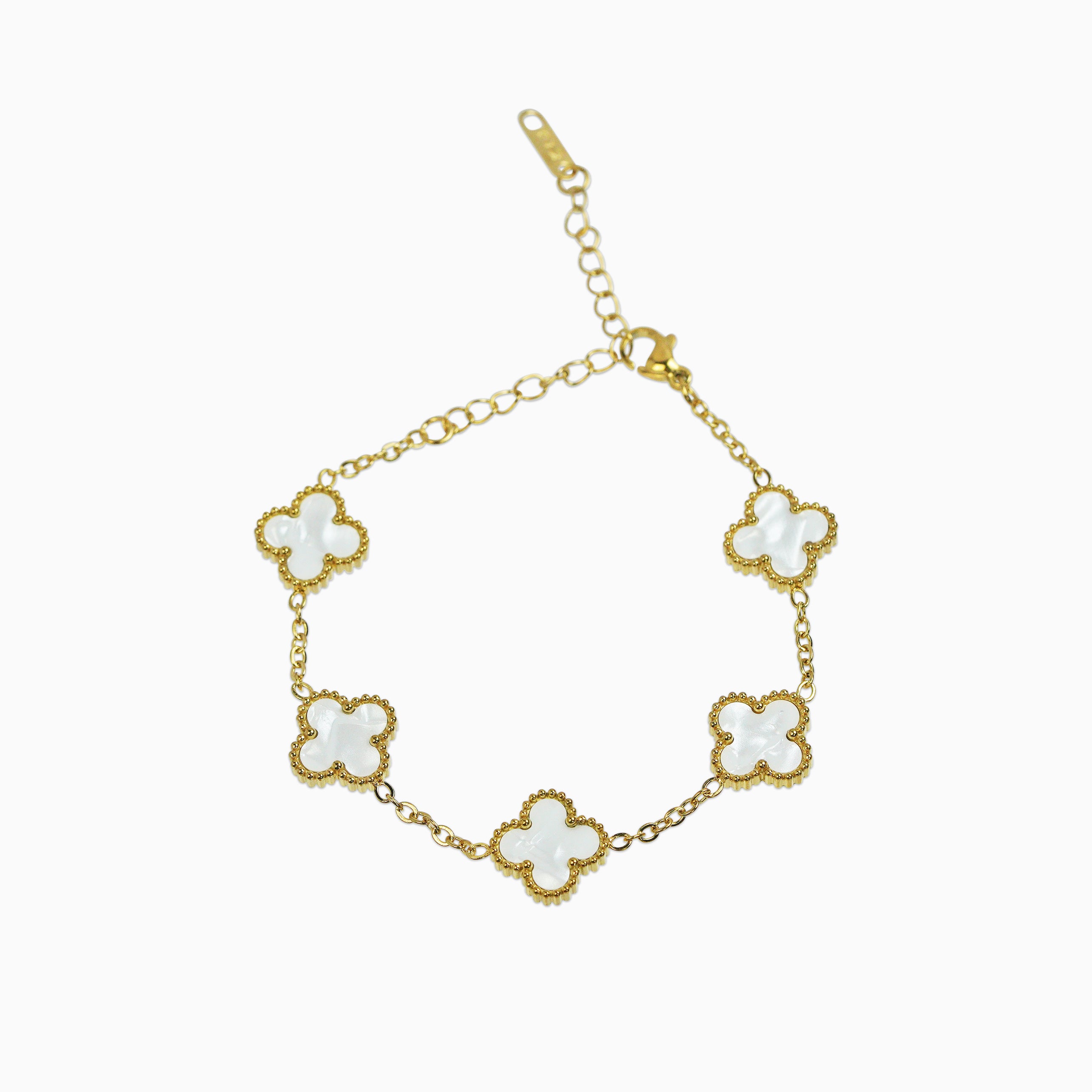 Brazalete Trébol White Oro 18K