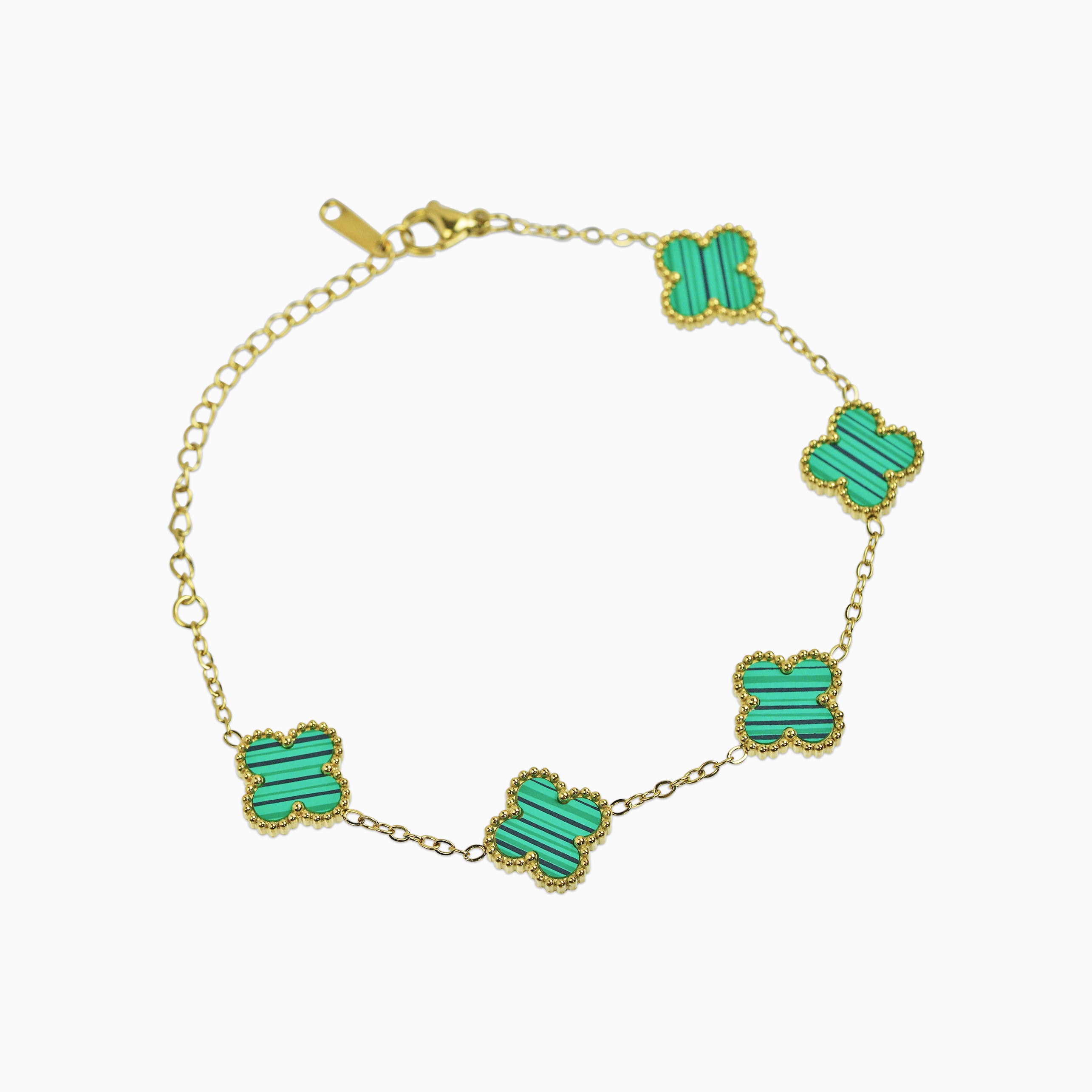 Brazalete Trébol Verde Oro 18K