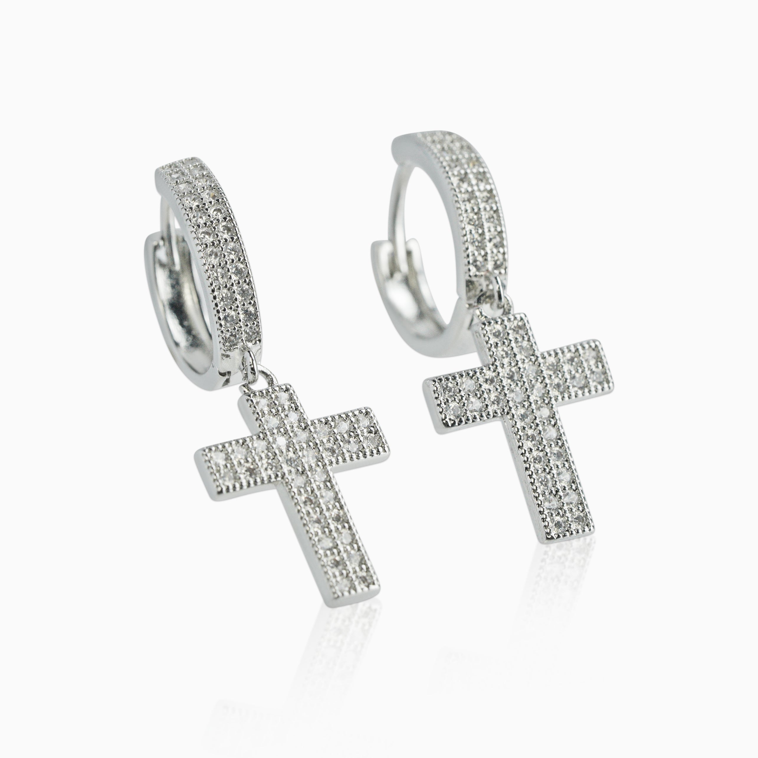 Pendientes Cruz Colgante Plata 925