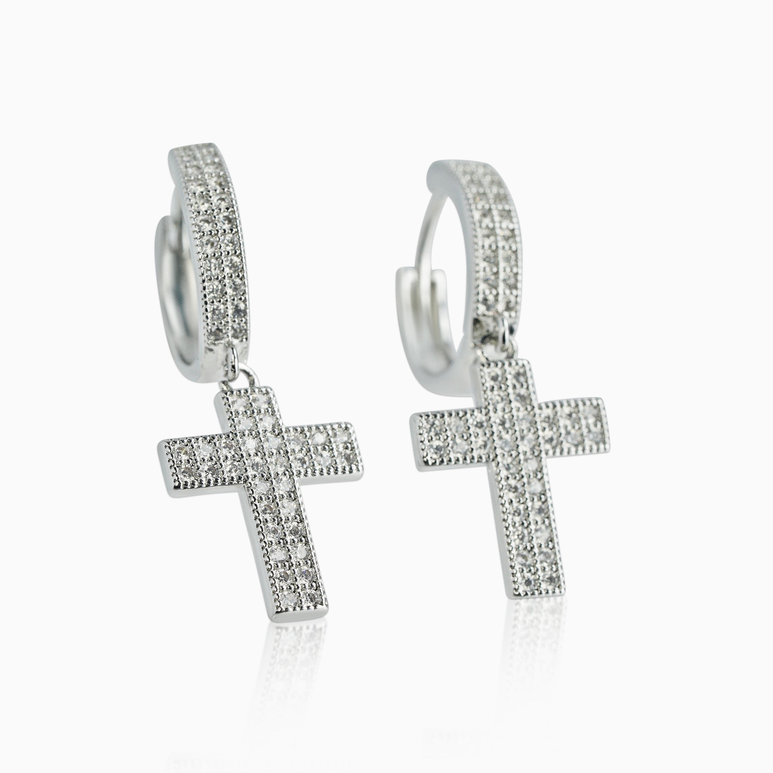 Pendientes Cruz Colgante Plata 925
