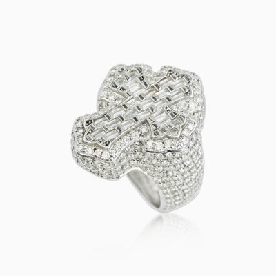 Anillo Ice Cruz Celta Oro Blanco