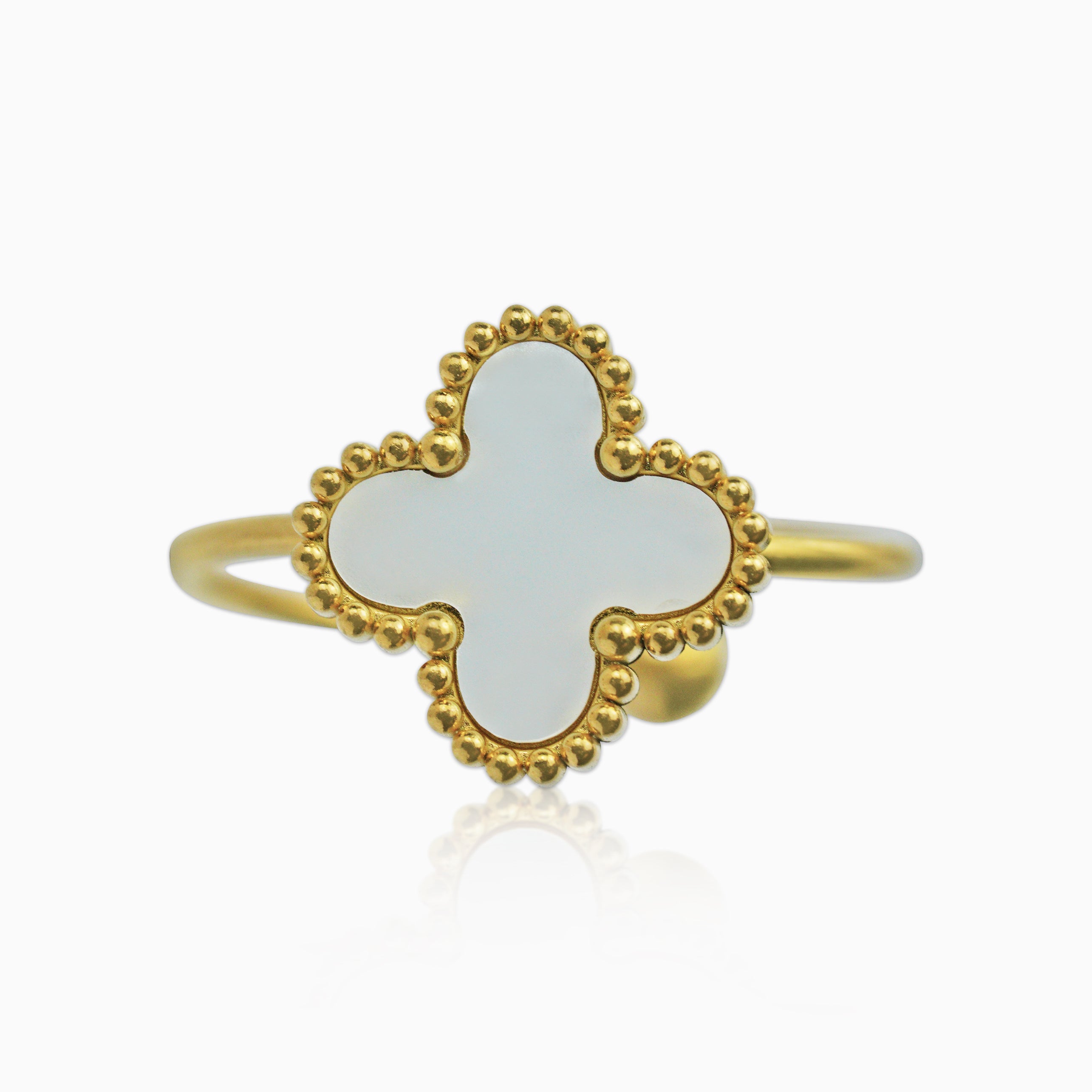 Anillo Trébol White Oro 18K
