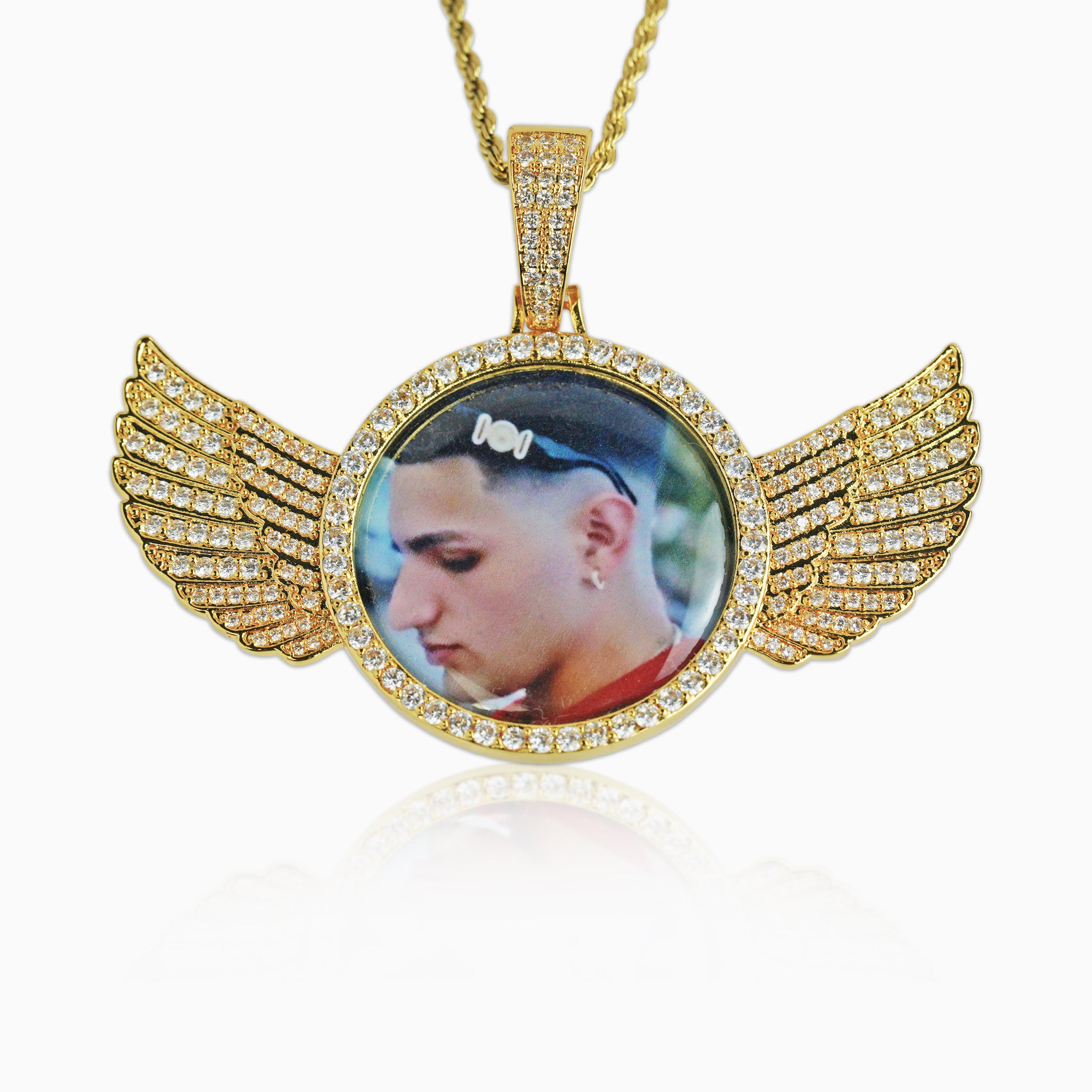 Colgante Personalizado Foto Alas Oro
