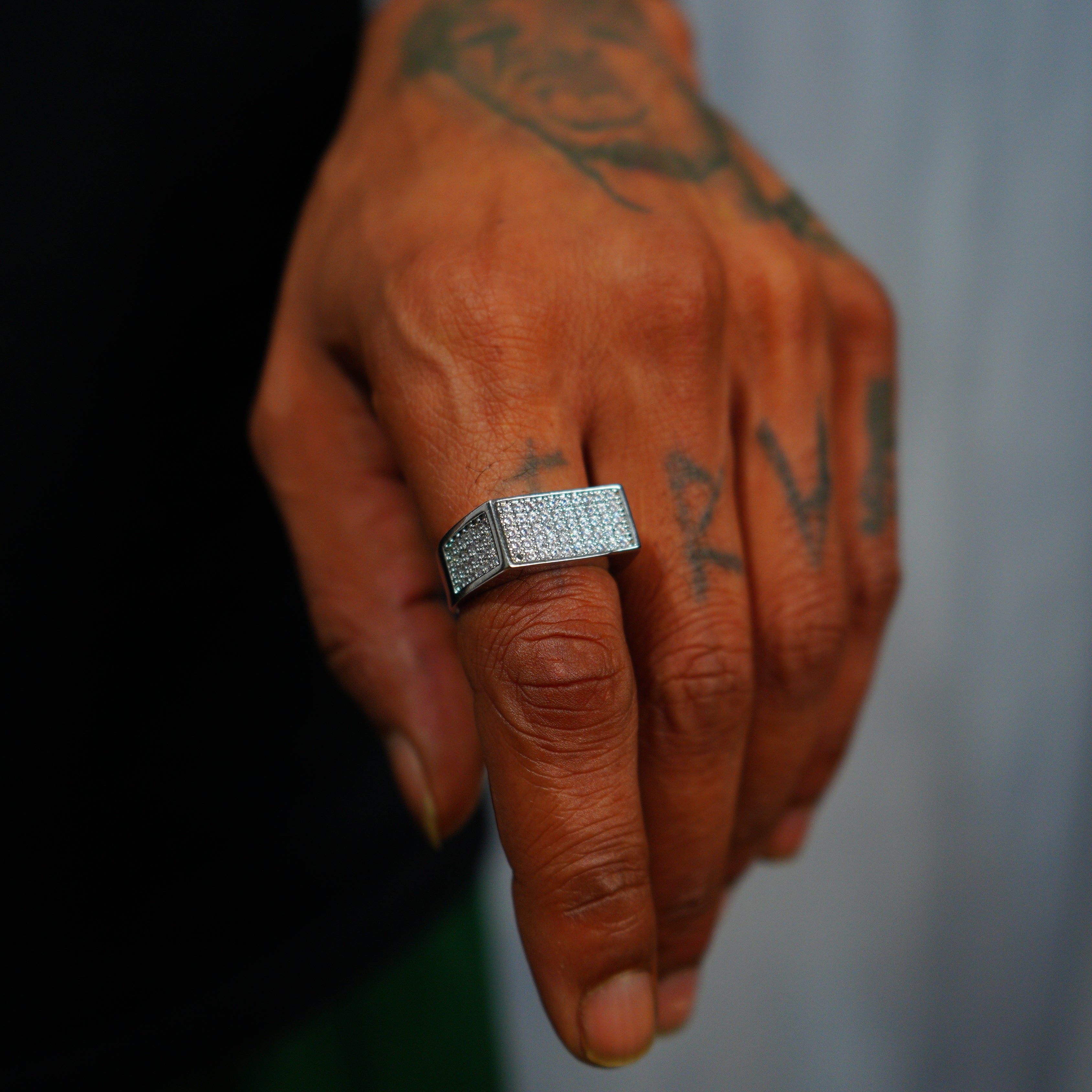 Anillo Plano Ice Oro Blanco