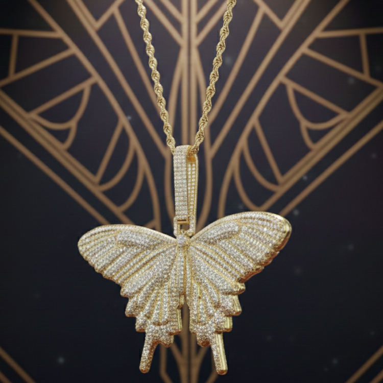 18K Gold Butterfly Pendant