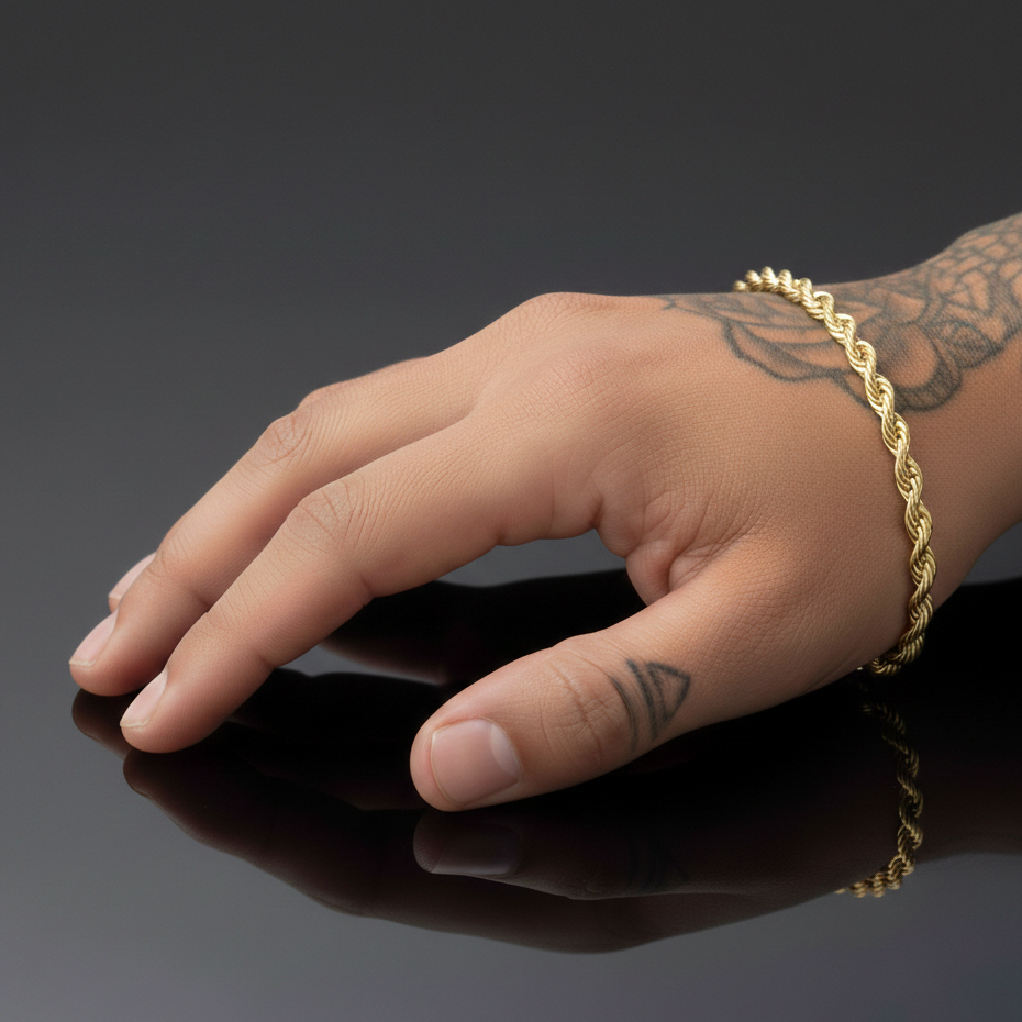 Brazalete Rope 4 Mm Oro 18K