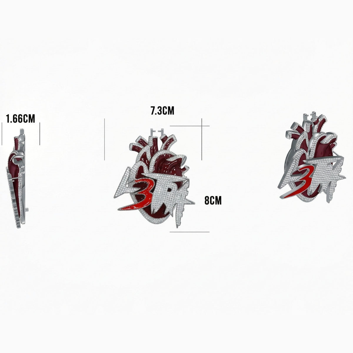 Small L3tra Pendant – White Gold size guide