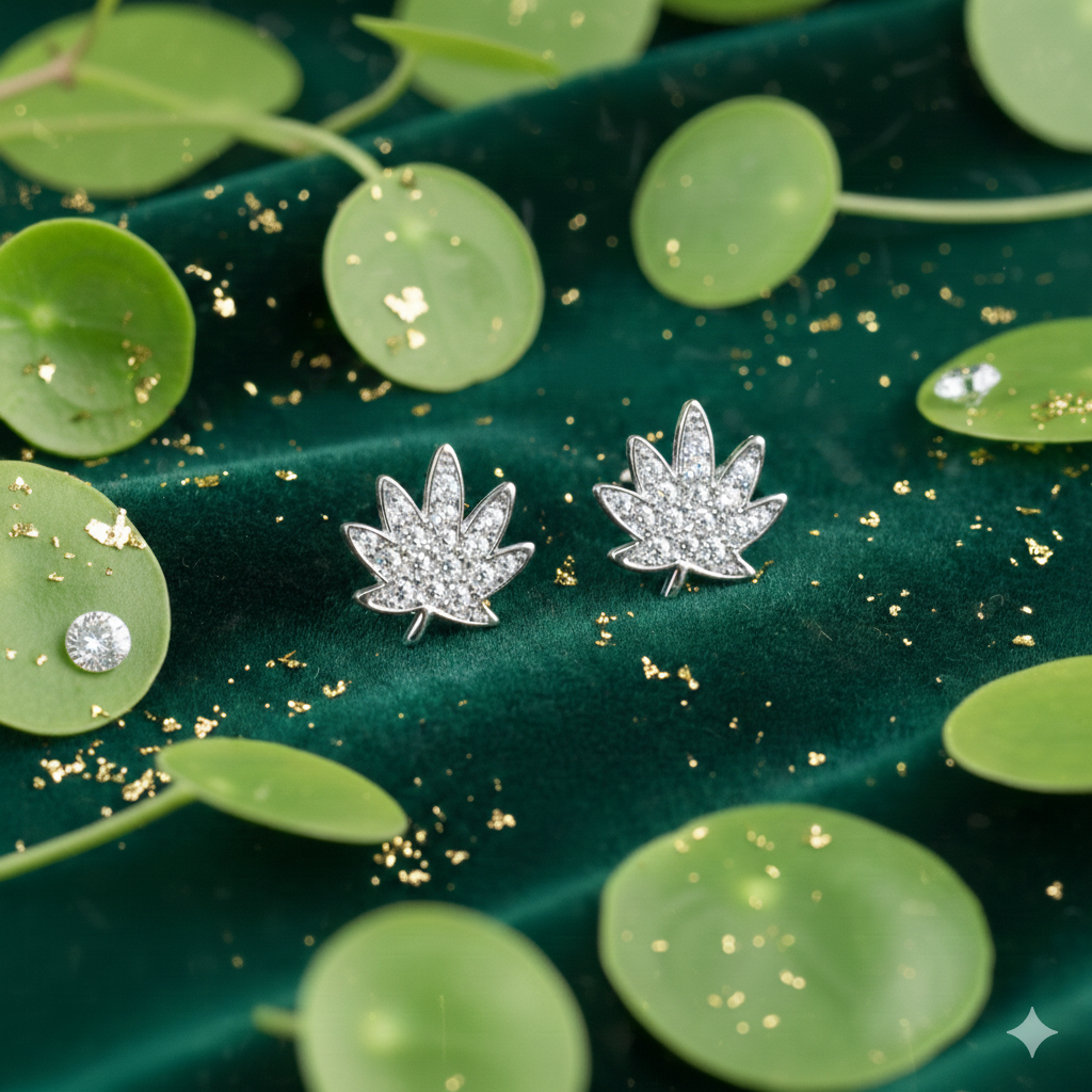 Weed Earrings 925 Silver