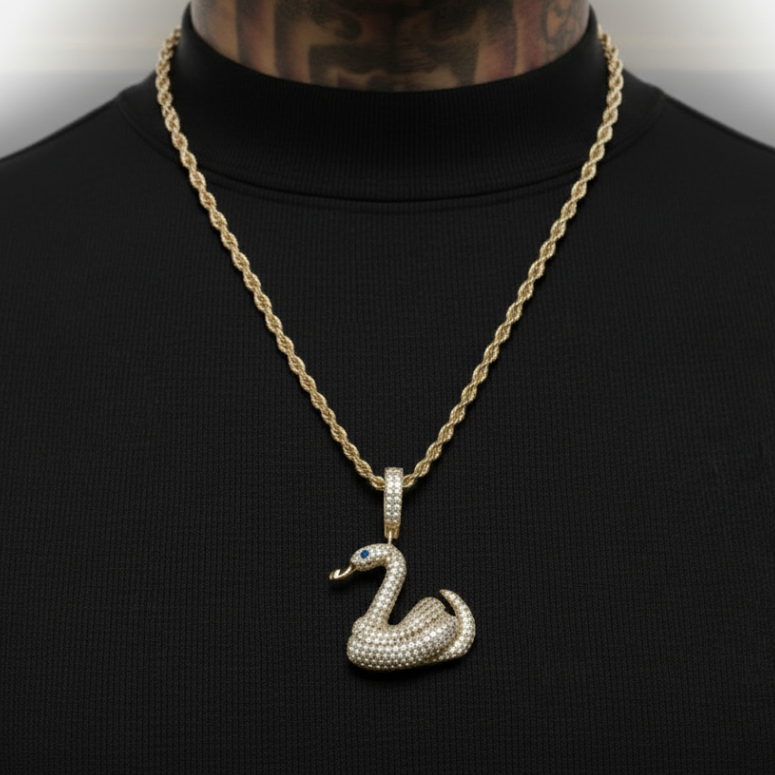 18K Gold Snake Pendant