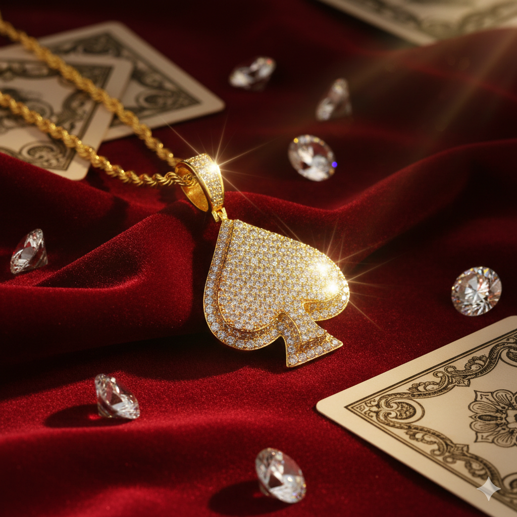 18K Gold Poker Pendant