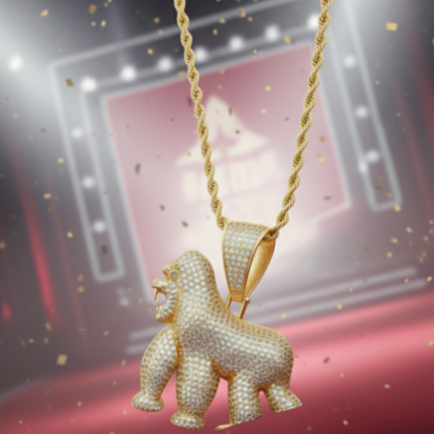 18K Gold Gorilla Pendant